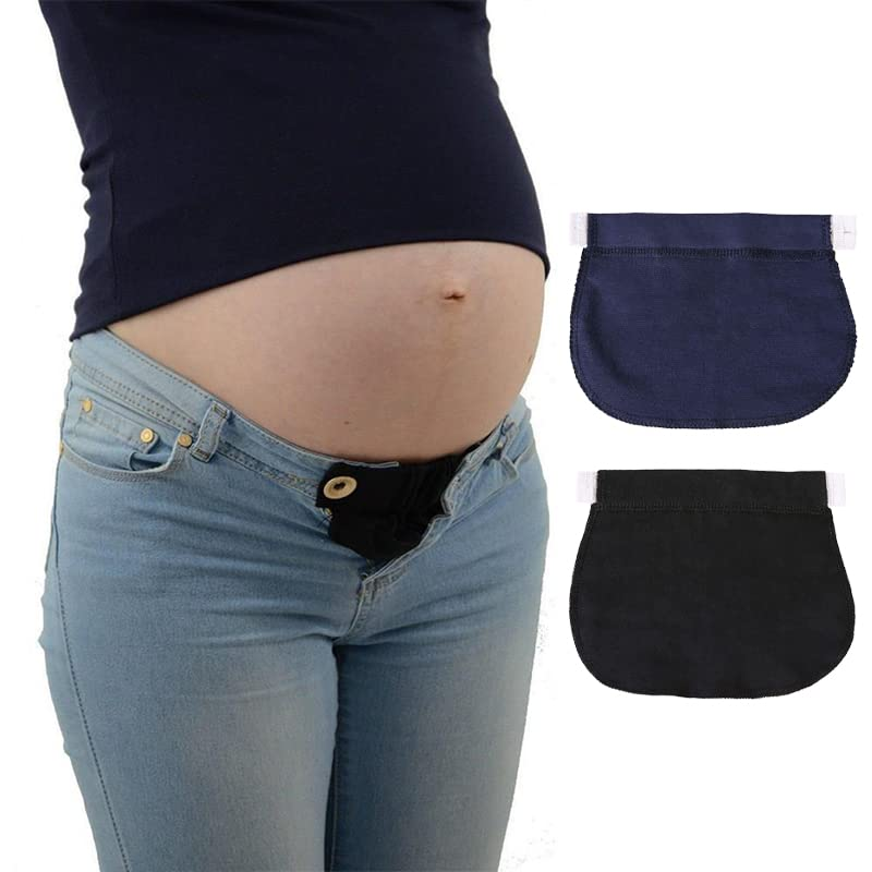AIMALL Adjustable Maternity Waistband Extender, Elastic Pregnancy Pants Belt with Button, Comfortable and Stretchable Nylon Fabric image number 3