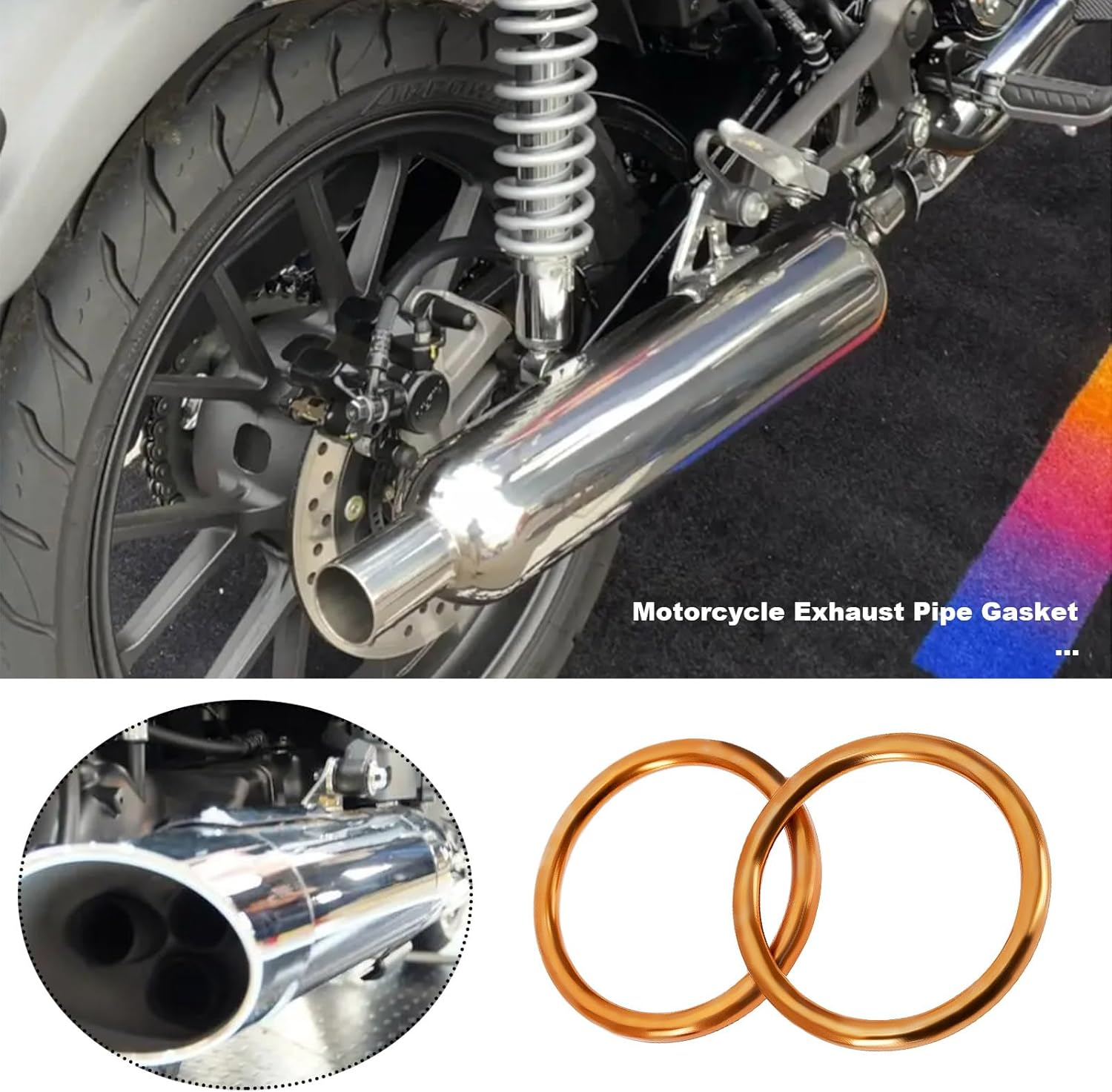 LT Easiyl 10Pcs 43Mm Motorcycle Exhaust Gaskets Compatible with Honda CB 650 F 650 FA Motorcycle Exhaust Muffler Gasket Exhaust Pipe O-Ring Washer Seal Ring image number 3