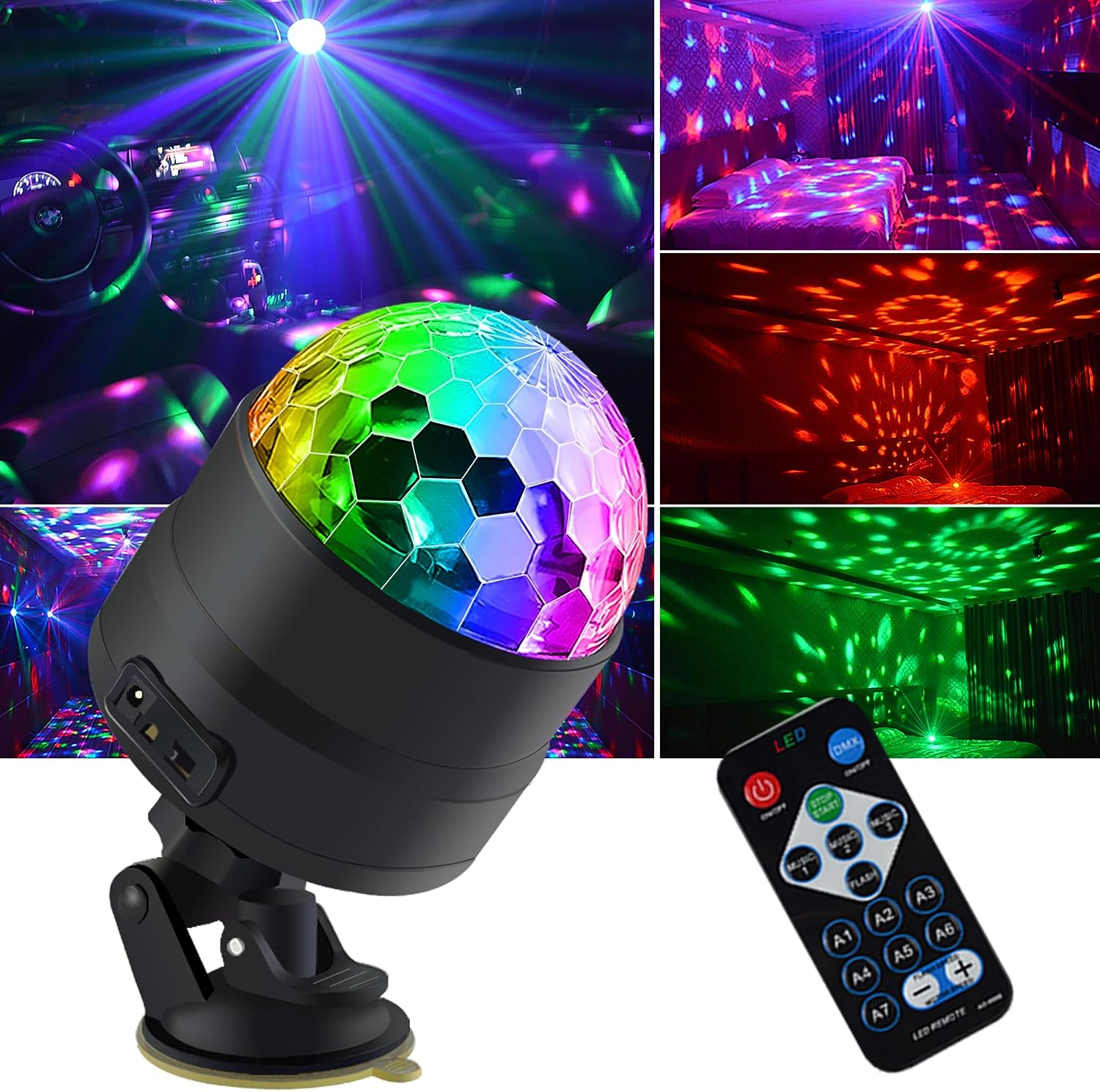 Disco Lights, Disco Ball Light Party Lights Dj, Led Mini Colors Stage Lights Sound Activated Automatic, Strobe Light Halloween Christmas Decoration Lights Happy Birthday Gift Wedding Club Show image number 4
