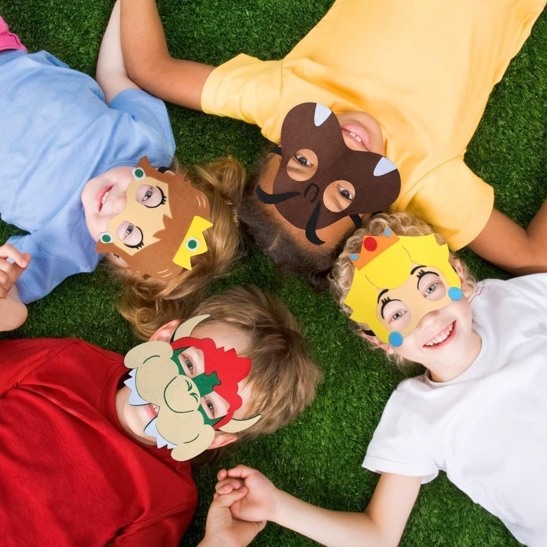 12PCS Super Mary Mask Mario Felt Masks Role Play Bros Kids Party Favors,Game Themed Party Supplies Dress up Masks Birthday Cosplay Mask Cosplay Photo Booth Prop for Boys Girls Birthday Gift image number 5