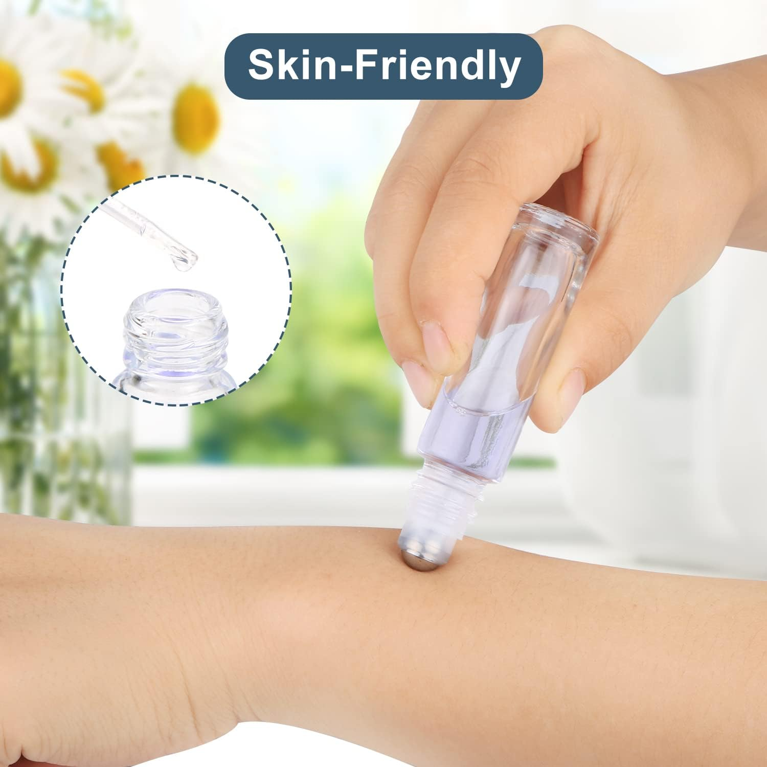 Wresty 10Ml(1/3Oz) Roll on Bottles,10 Pack Glass Roller Bottles Essential Oil Bottles Perfume Cosmetic Sample Bottles with Stainless Steel Roller Ball&Bamboo Lids