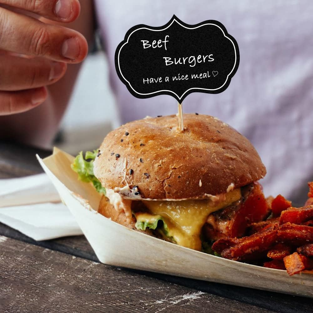 48 Pcs Cheese Markers for Charcuterie Board, Blank Toothpic Flags Black Cheese Labels, Buffet Labels Food Tags, Cupcake Name Tag Toppers image number 1