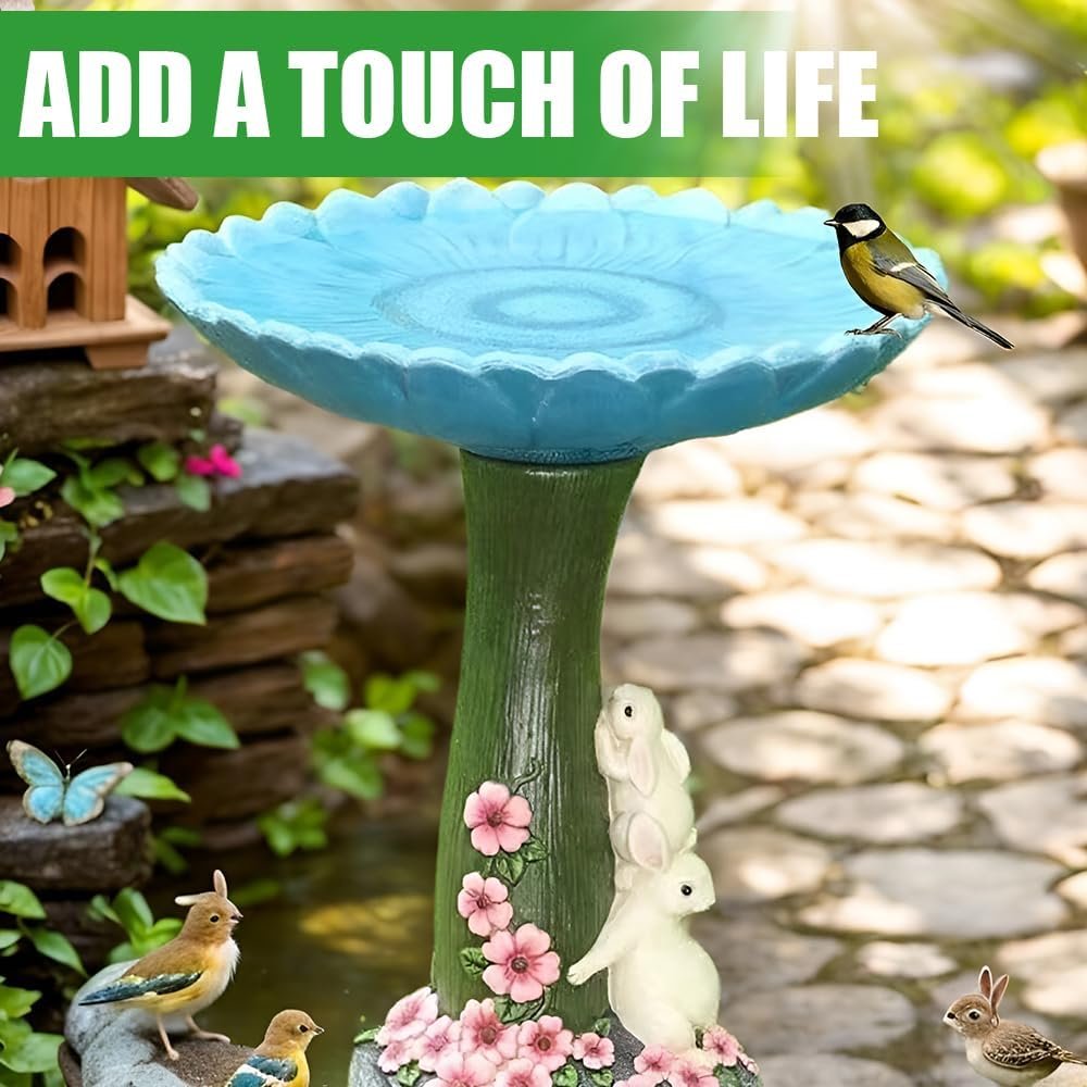 Statue Bird Feeder, Bird Bath Standing Resin, Garden Resin Ornament, Bird Feeders Rabbit Shape Garden Yard Statue, Polyresin Bird Bath for Outdoors Home Garden Backyard
