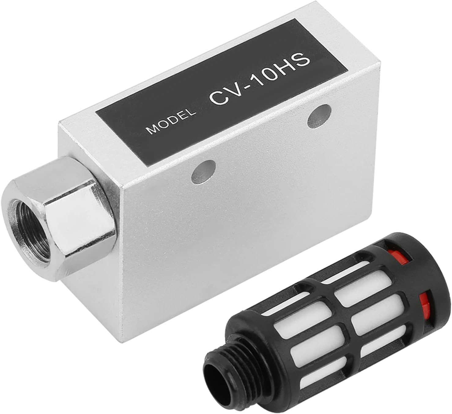 CV-10HS Pneumatic Air Exhaust Vacuum Ejector Generator with Silencer, Creates High Suction Vacuum from Compressed Air Flow, Durable Aluminum Alloy Construction, image number 1