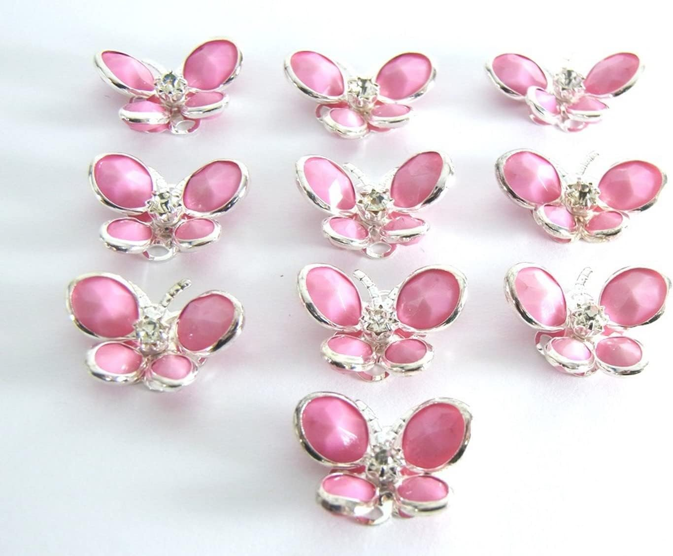 Camellia Parts SA-P858 Pink Butterfly Set of 10, 0.9 X 0.7 Inches (22 X 17 Mm) image number 3