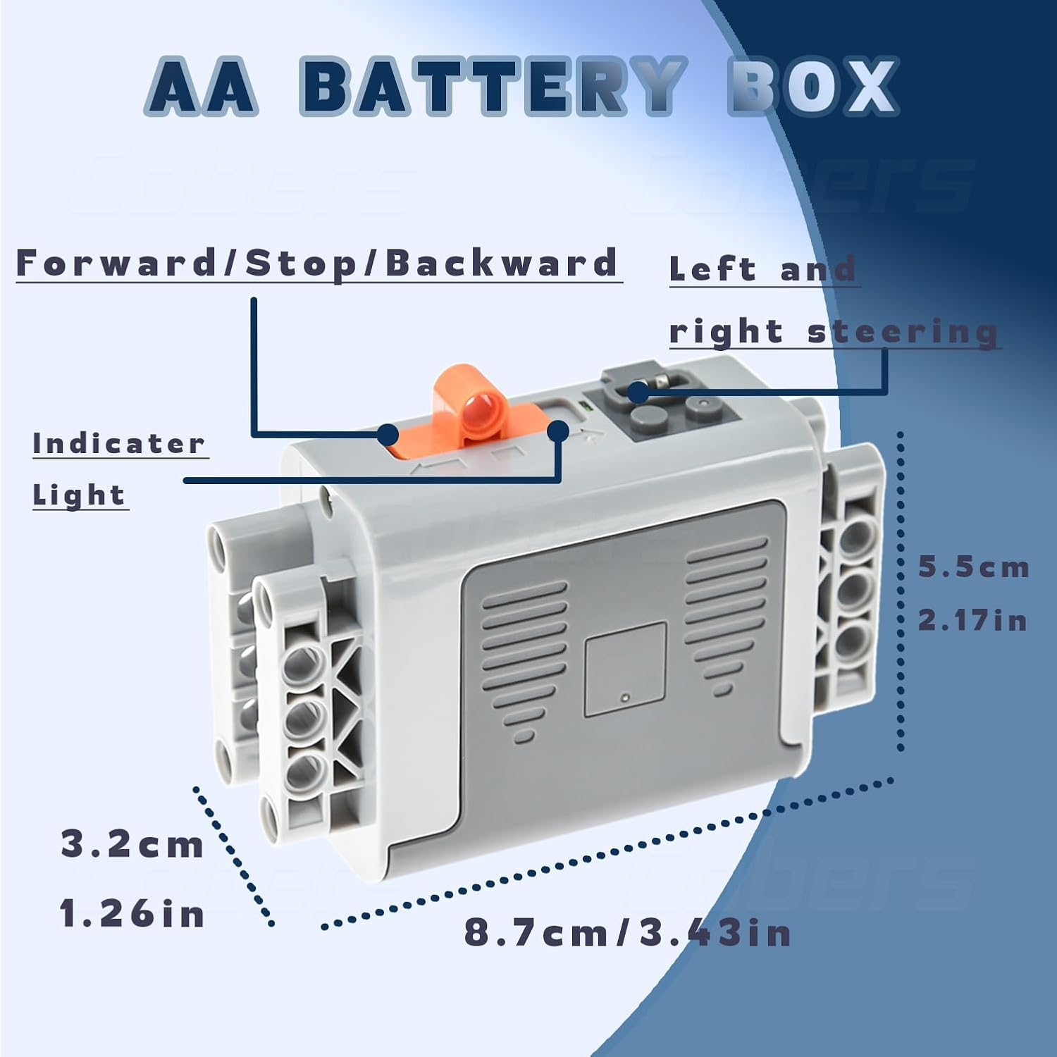 Cobers 9Pcs Power-Function Kits Set Compatible with Major Brand Technic-Parts Motor-Set IR Receiver Adjustable Speed Remote-Control AA Battery Box Switch Light Extension Wire image number 6