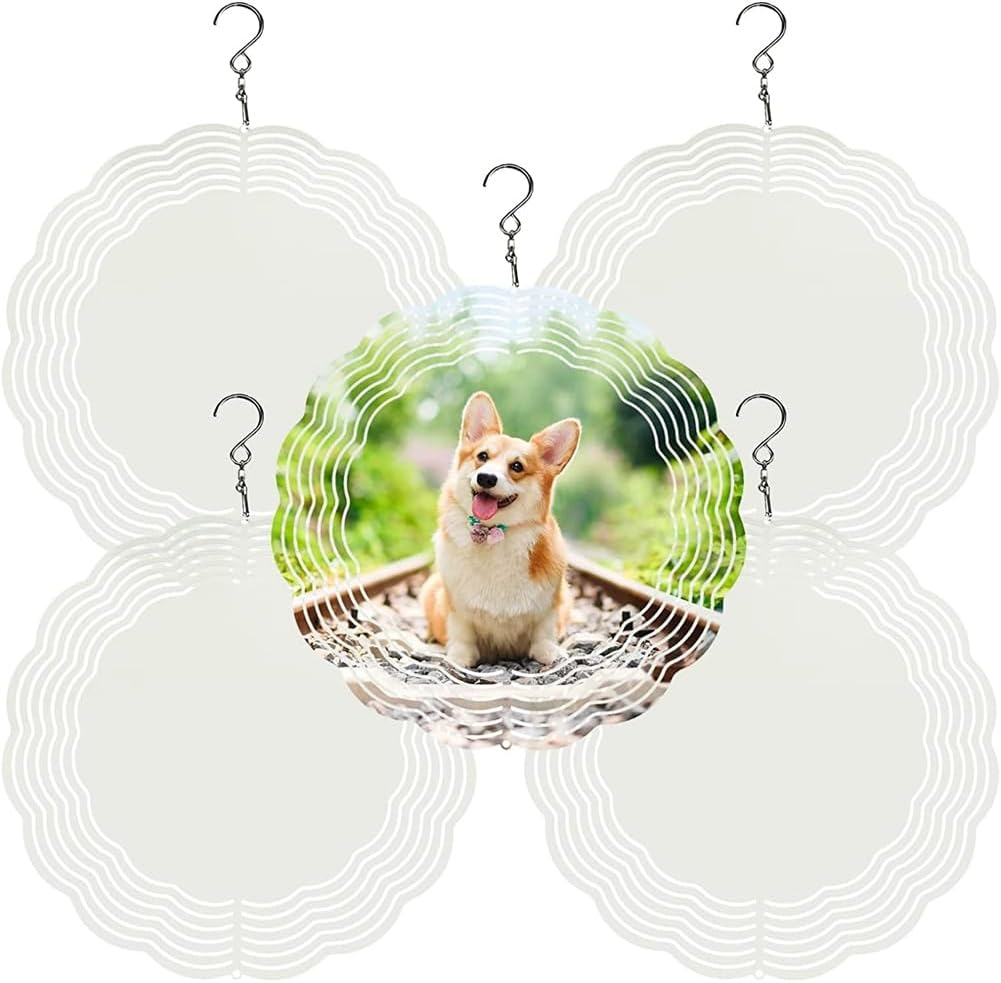 5Pack Sublimation Wind Spinner Blanks 8Inch Wind Spinners White Metal for Yard and Garden Indoor Outdoor Front Door Decoration image number 1