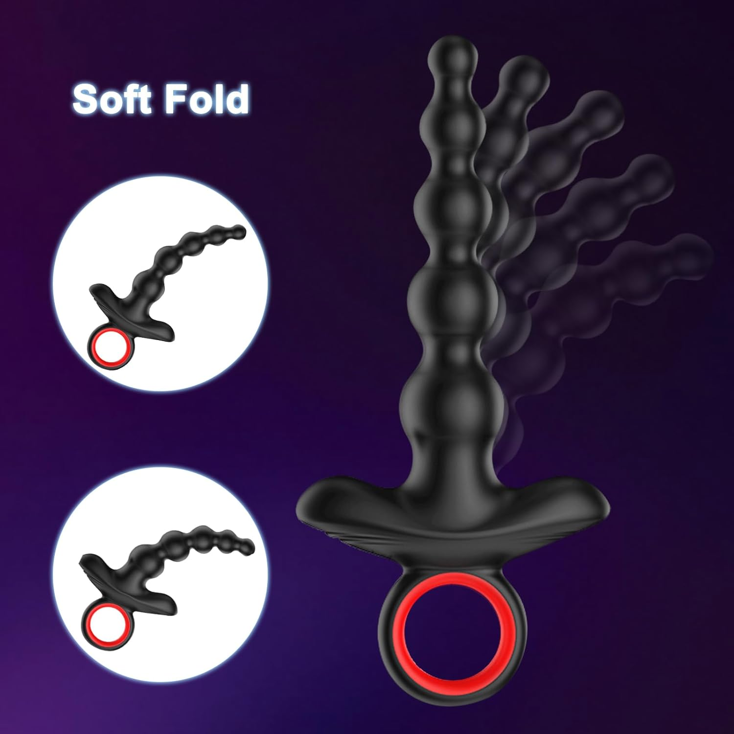 ZEZELIFE Anal Vibrator with Anal Beads, 9 Vibration Modes Flexible Silicone Anal Balls for Prostate Stimulation for Men, Waterproof Anal Plug with Vibration USB Rechargeable for Nipple G-Spot Clitoral Vibrator for Women Couples in Shower and Bath, Prostate Massager for Men image number 4