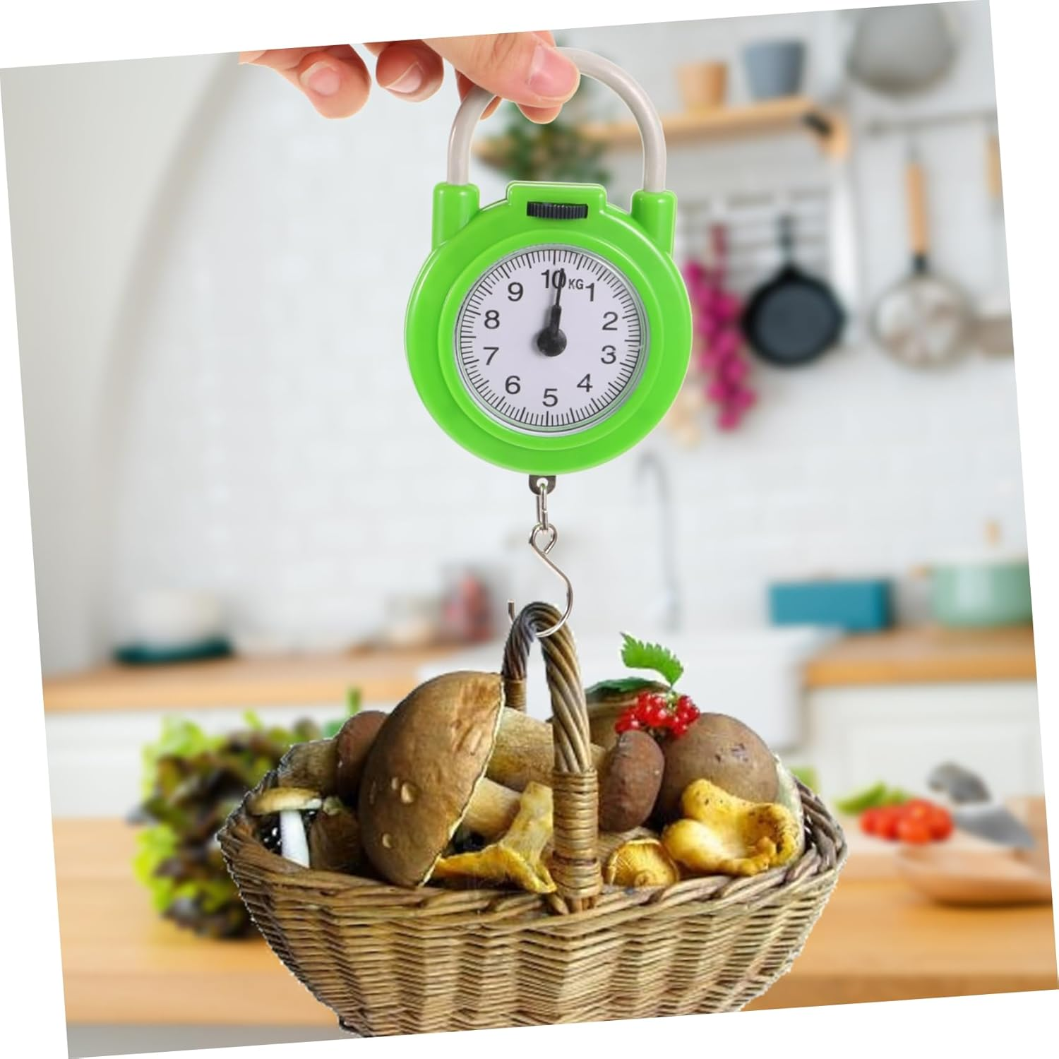 VINTORKY Manual Spring Luggage Scale Hook Portable Small Travel Suitcase Weight Scale High Precision Lightweight Fluorescent Green image number 4