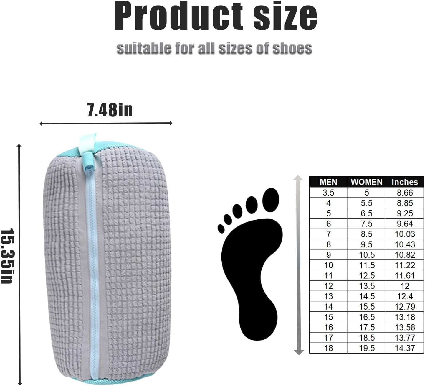 2 Packs Shoe Washing Machine Bag, Large Size Mesh Laundry Bag for Shoe, Recommended Uses for All Size Washable Sneakers,Running,Basketball,Canvas Shoes, 15.35 X 7.48 Inches, Grey image number 5