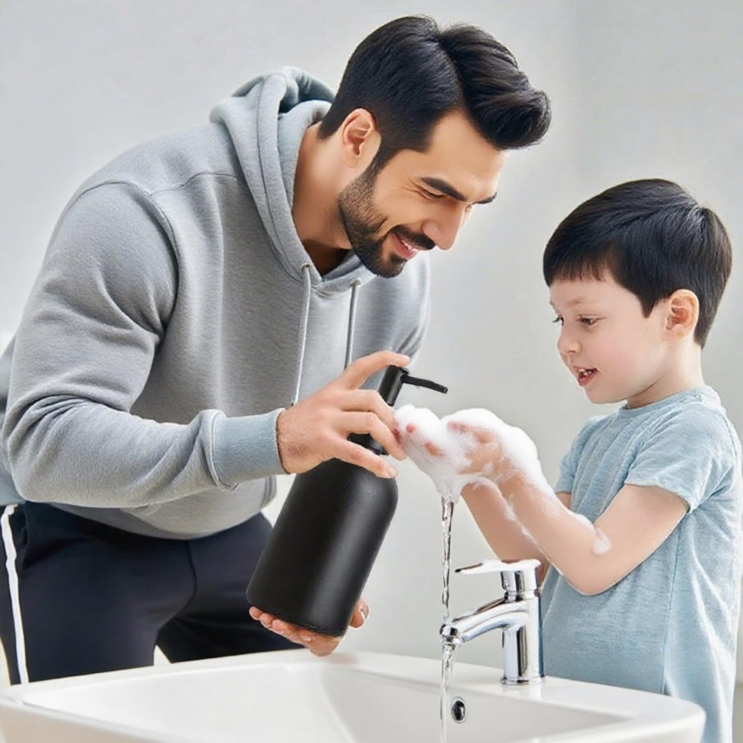 1PC Matte Glass Soap Dispenser, 410Ml/14Oz Liquid Dish Hand Soap Dispenser with Plastic Pump, Kitchen Sink Dish Soap Dispenser, Bathroom Soap Dispenser for Lotion Shampoo Bottle Black image number 3