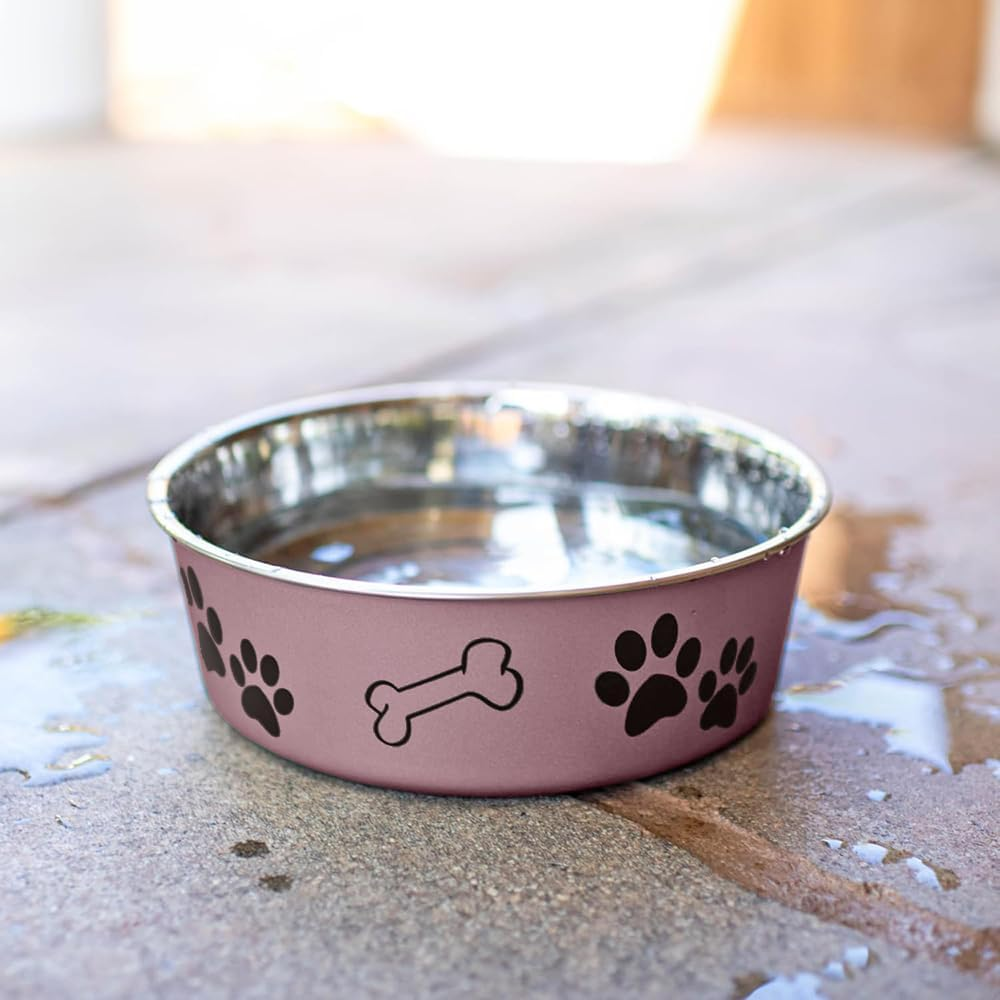 Loving Pets - Bella Bowls - Dog Food Water Bowl No Tip Stainless Steel Pet Bowl No Skid Spill Proof (Large, Grape Purple) image number 5