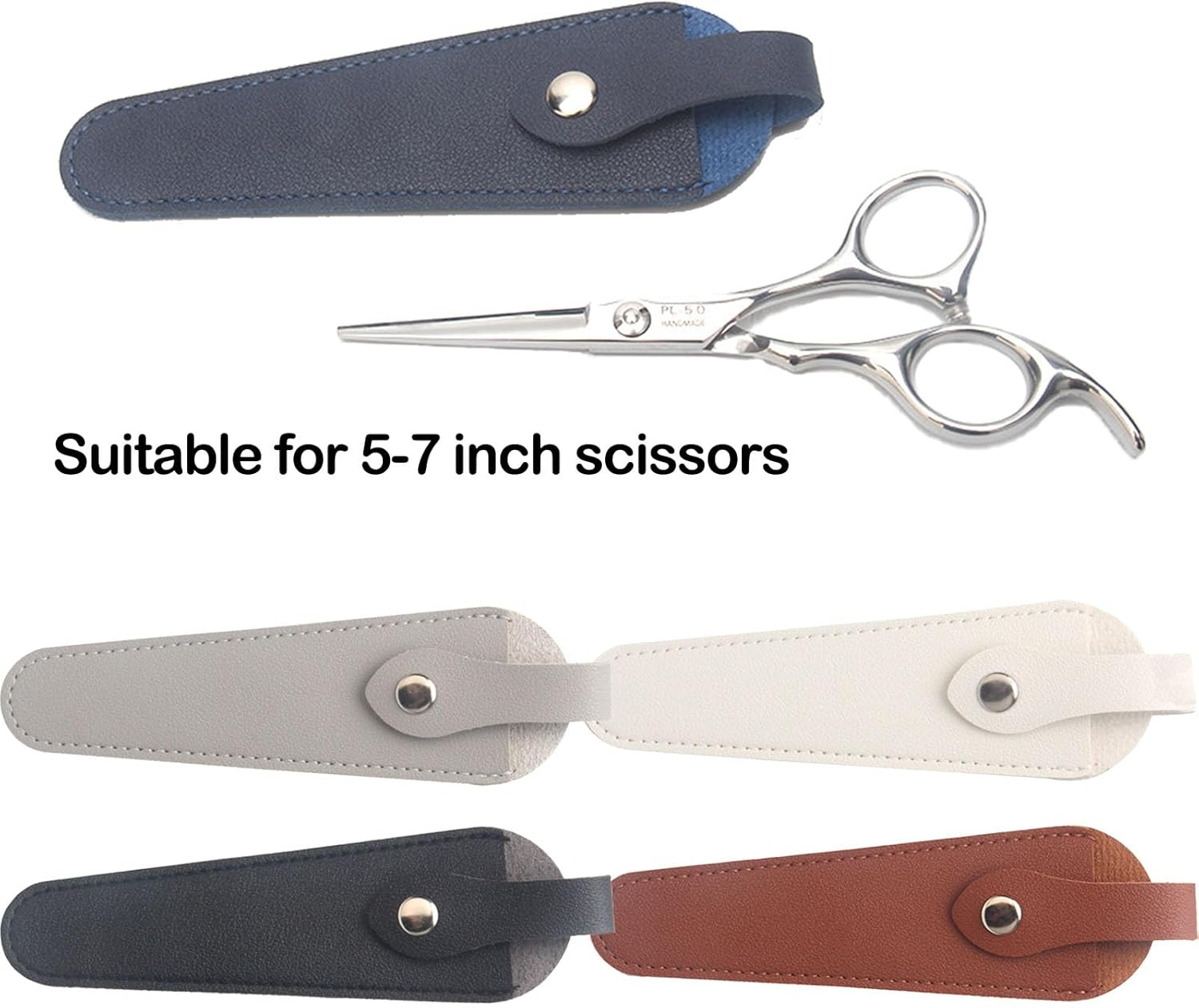 Pack of 5 Scissor Holder, Salon Hair Scissor Bag, Professional Leather Scissors Bag, Holster Organiser Hairdressers Tools, Protective Case for Scissors, Five Colours, for Scissors 5-7 Inches image number 5