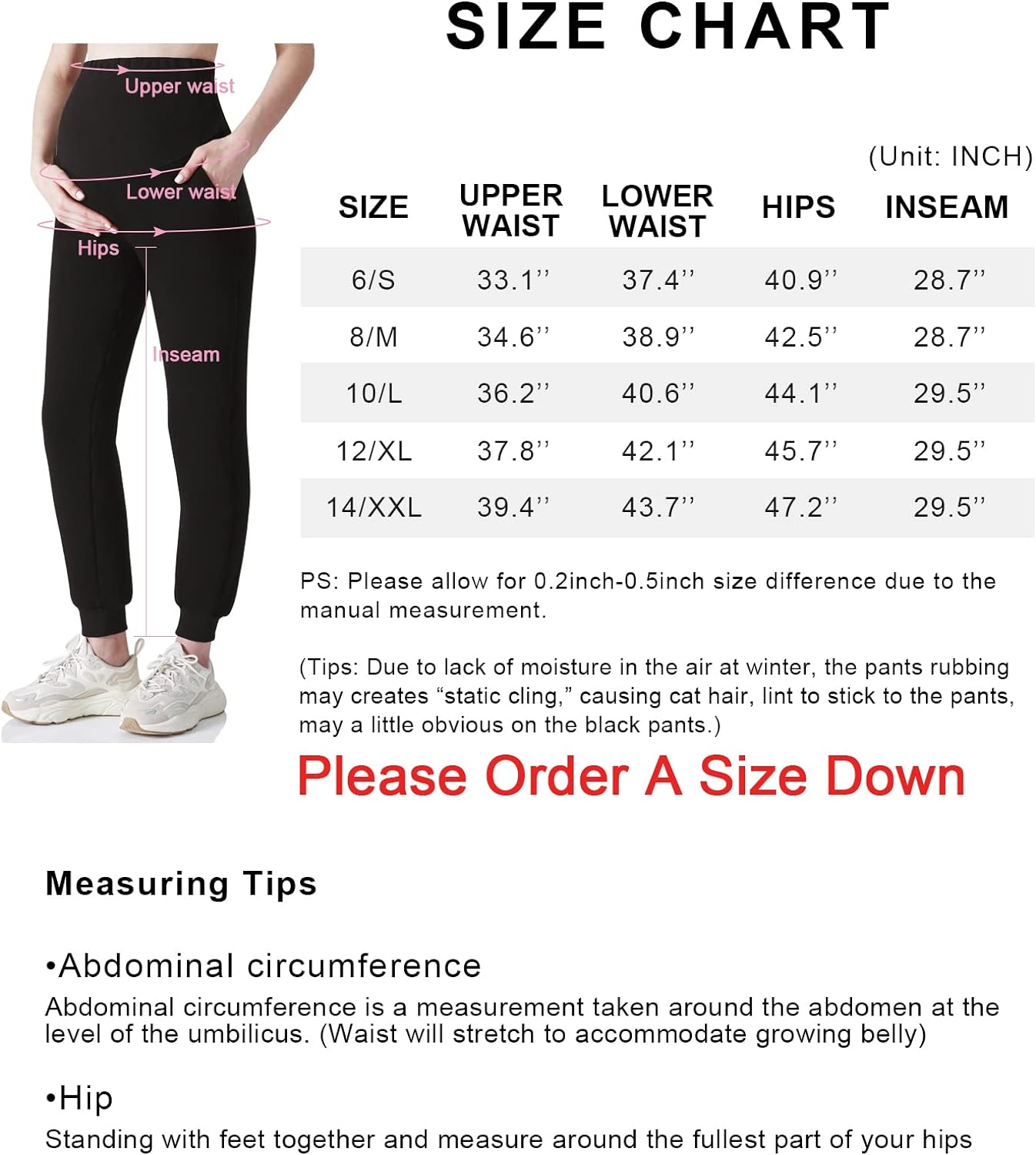 POSHDIVAH Women'S Maternity Fleece Lined Pants over the Belly Pregnancy Thick Warm Winter Lounge Pajama Workout Joggers image number 2