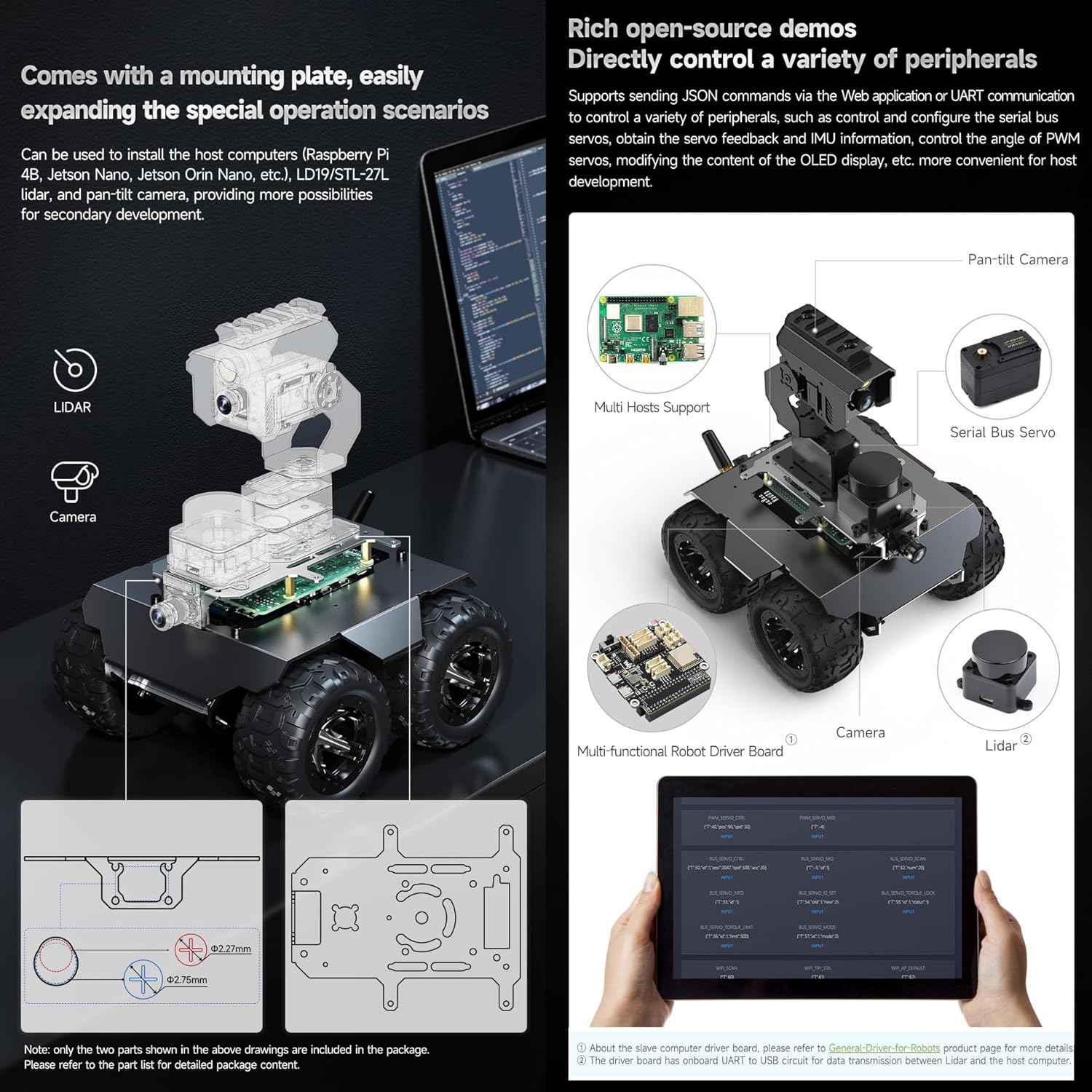 Waveshare Wave Rover Flexible and Expandable 4WD Mobile Robot Chassis, Full Metal Body, Multiple Hosts Support, with Onboard ESP32 Module image number 1