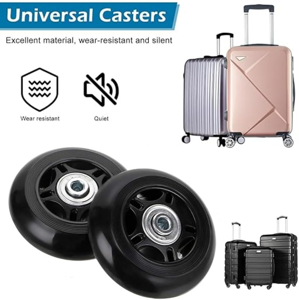 Replacement Luggage Wheels,Suitcase Replacement Wheels, 60X24Mm Suitcase Wheel with Bearings Repair Kits, 2 PU Bearing Wheels, Wrenches & Axle Screw for Trolley Bag, Inline Skate and Caster Board image number 1