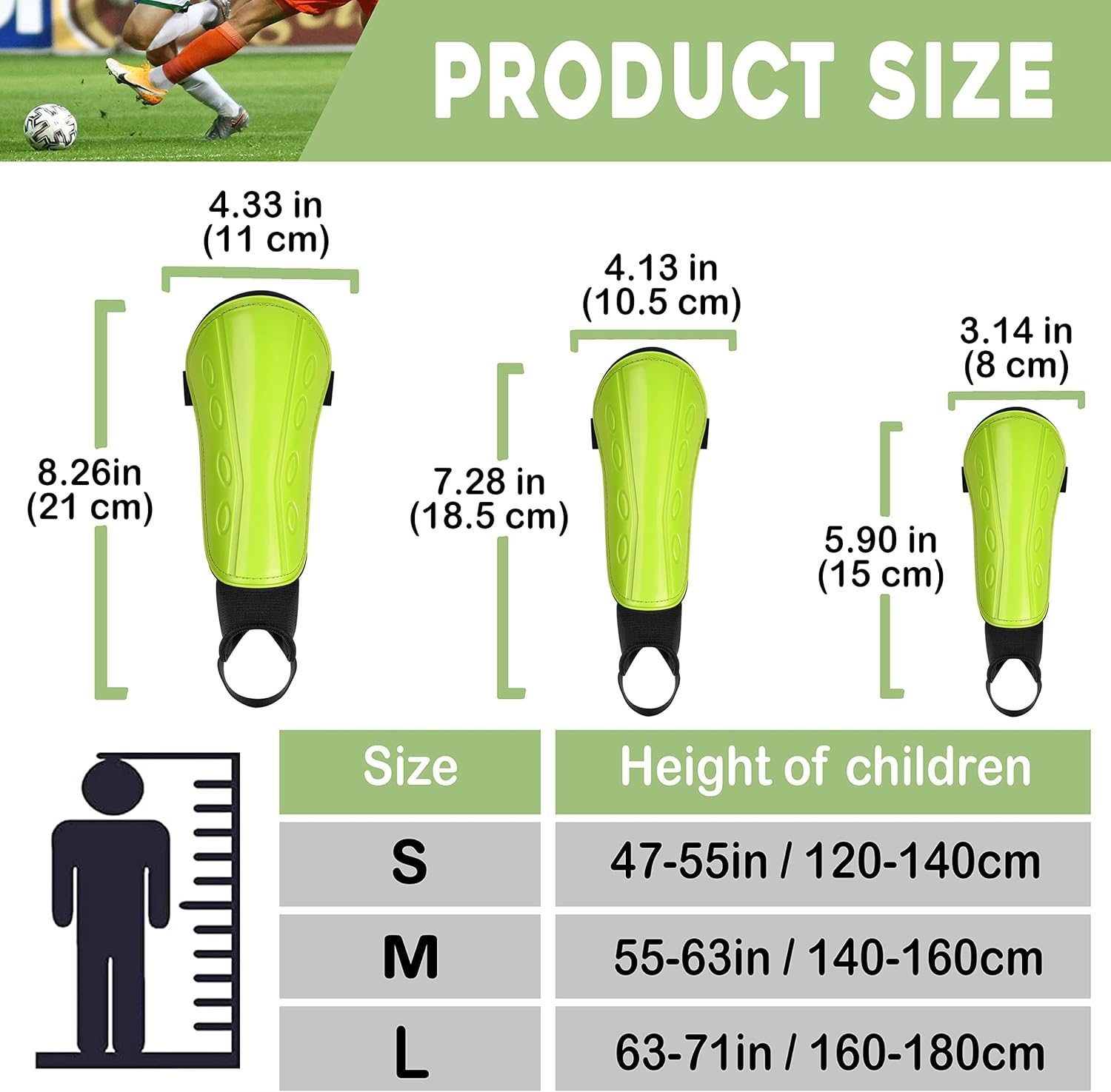 Football Shin Pads for Toddler Kids Youth, Non-Slip Shin Guards with Ankle Protection, Kid Soccer Training Equipment for Football, Hockey, Rugby image number 6