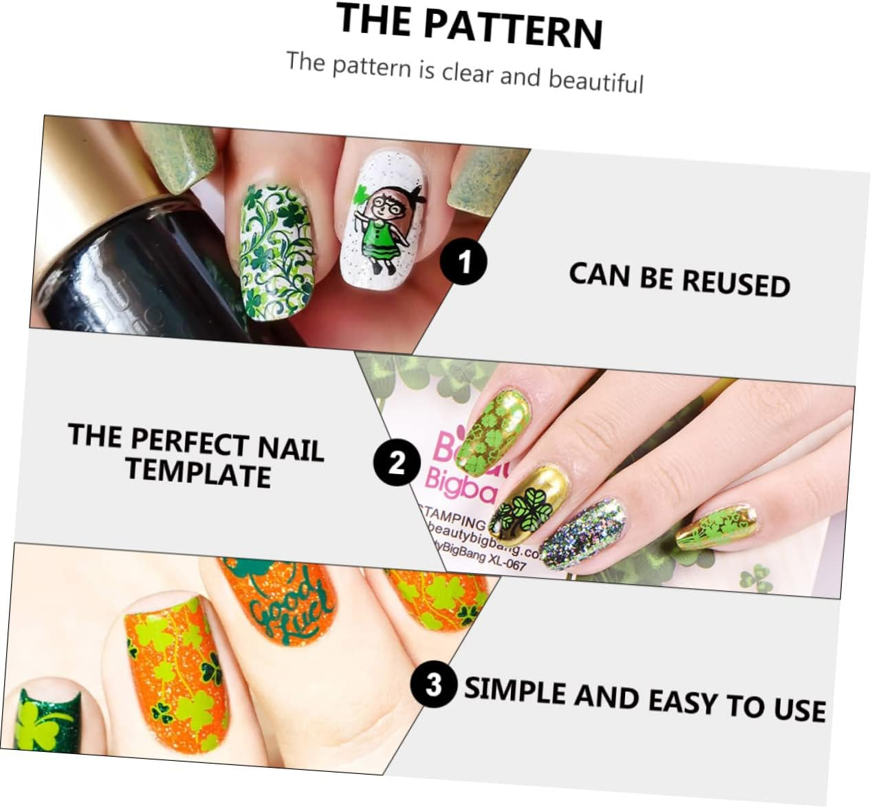 VICASKY St Patrick'S Day Nail Art Stamping Plates Geometric Nail Salon Template image number 4