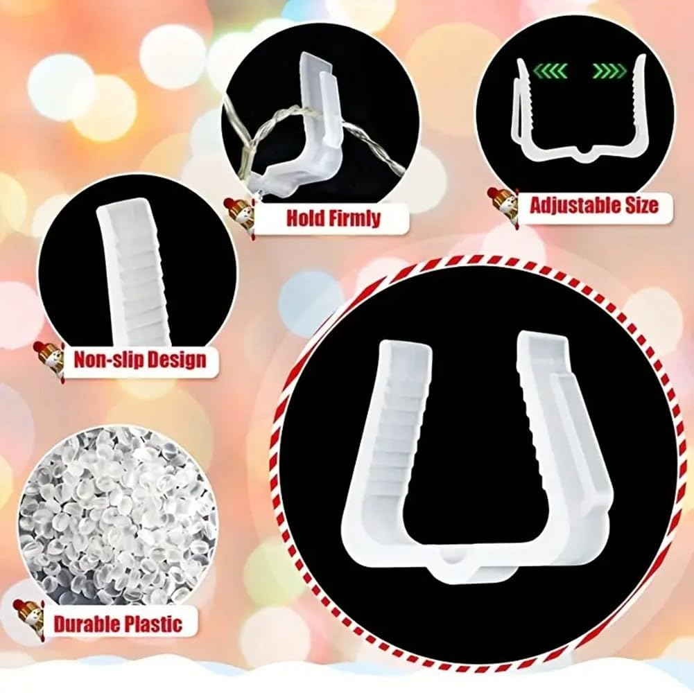 50 Pcs Christmas Light Hanger Hooks 1 5/8 Inch Fascia Boards Clips Weatherproof Plastic Outdoor Holiday Light Clip image number 5