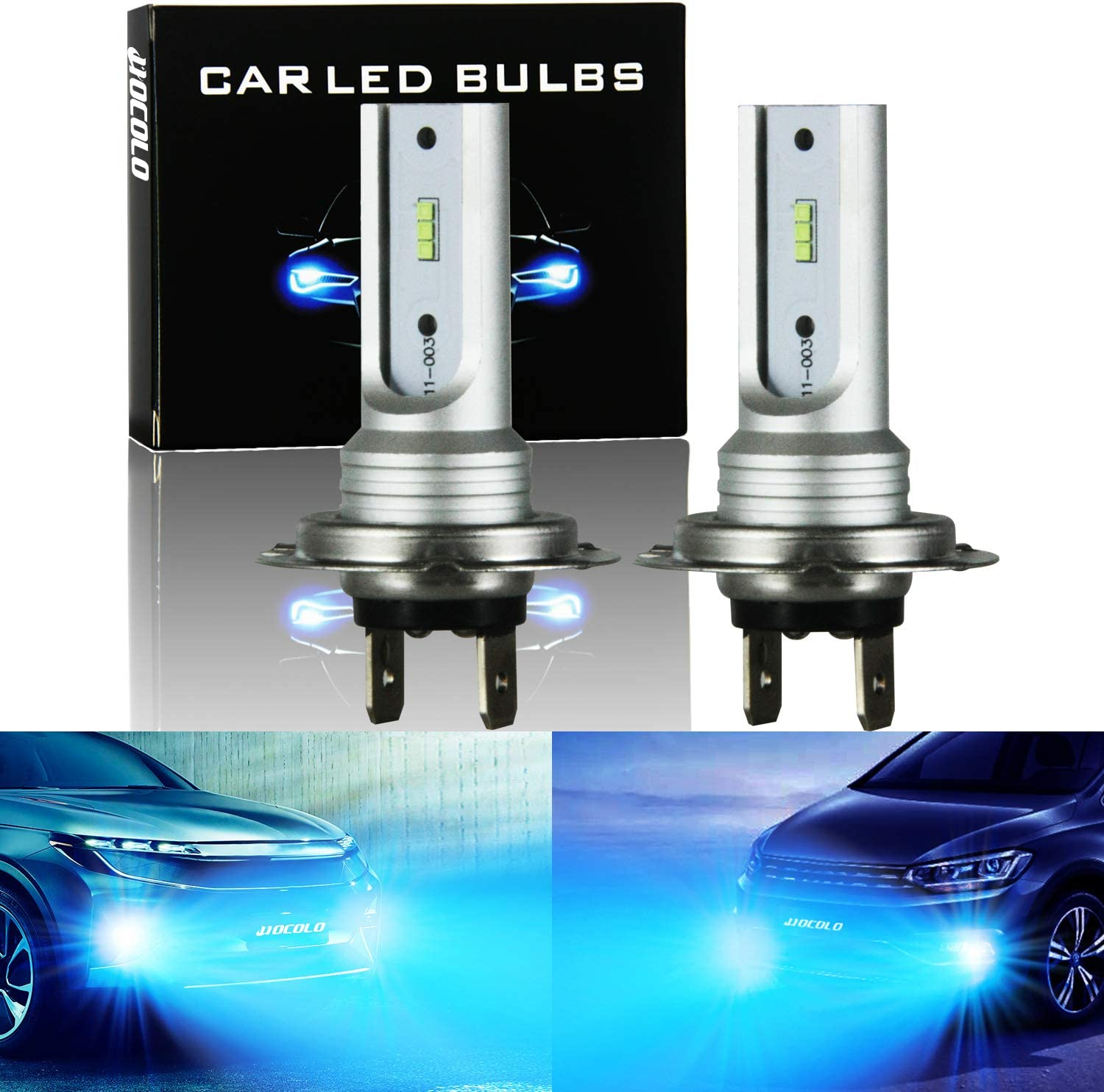 HOCOLO D Serices Ice Blue White Fog Light Bulbs-H1 H3 H7 H8 H4 9005 9006 880 881 2504 5202 (D-H7-Fog/Drl, Ice Blue 8000K) image number 3