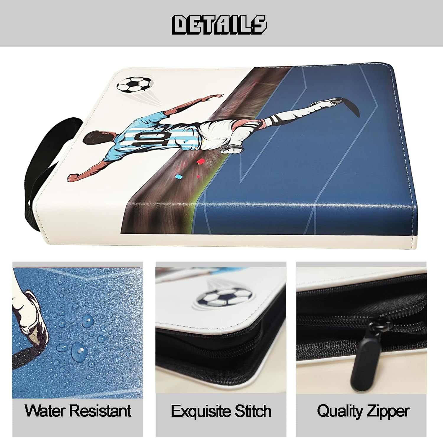 Trading Card Binder, Game Card Collection Album Holder Book Card Holder Carrying Case Gifts for Boys Girls (Soccer) image number 3