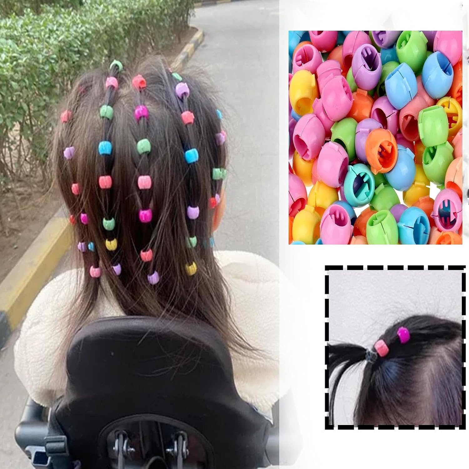 Mini Hair Clips Set of 100 with 500 Hair Bobbles, Multicoloured, 8 Mm X 10 Mm, Plastic Hair Clips for Children image number 2