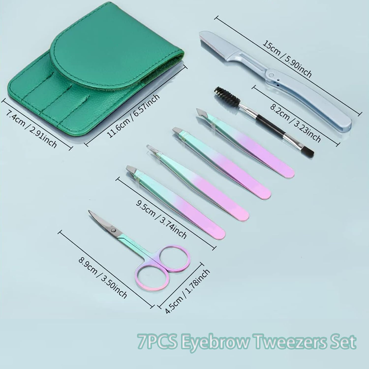 AYAITEE Tweezers for Women Facial Hair, 7PCS Stainless Steel Precision Eyebrow Tweezers Set, Beauty Tools for Ingrown Hair & Splinter Removal image number 1