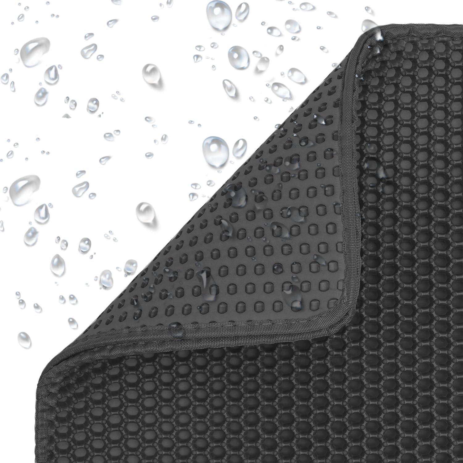 Cat Litter Mat Cat Litter Trapping Mat, 60 X 45 Cm Honeycomb Double Layer Design, Urine and Water Proof Material, Scatter Control, Less Waste, Easier to Clean,Washable Black image number 6