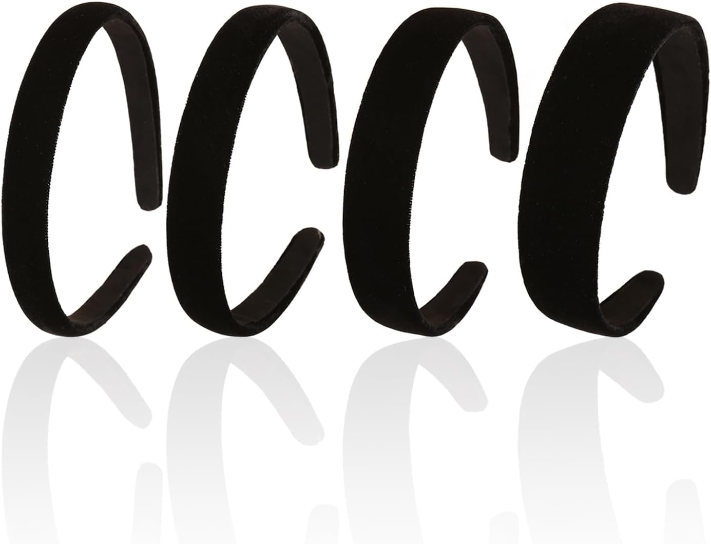 Pack of 4 Velvet Headbands, Wide Brimmed Headbands for Women, Simple Retro Headbands, Hair Accessories, Non-Slip Headbands image number 3