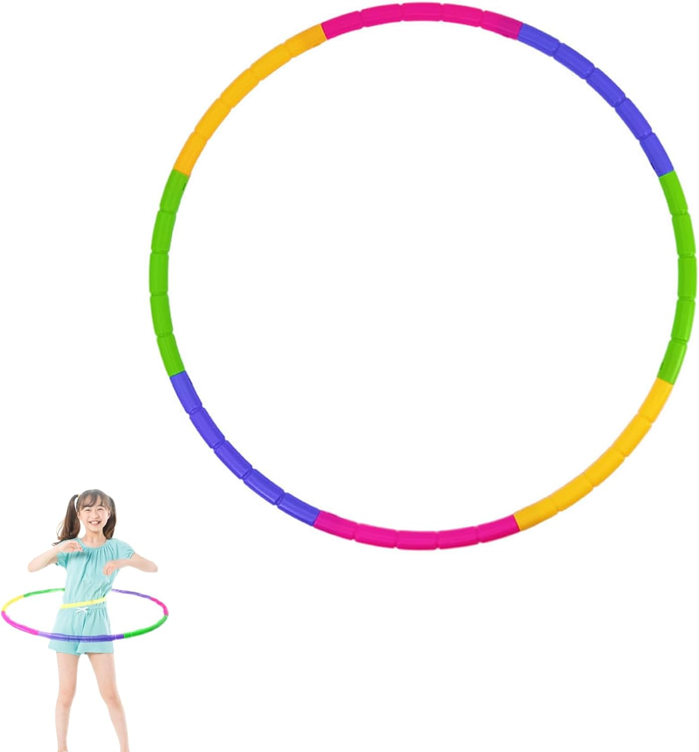 8 Knots Exercise Hoops Set for Kids,Adjustable Detachable Fitness Toys for Gymnastics,Dance, Games and Pet Training-27.5Inches,Suitable for Fitness,Bodybuilding,Weight Loss