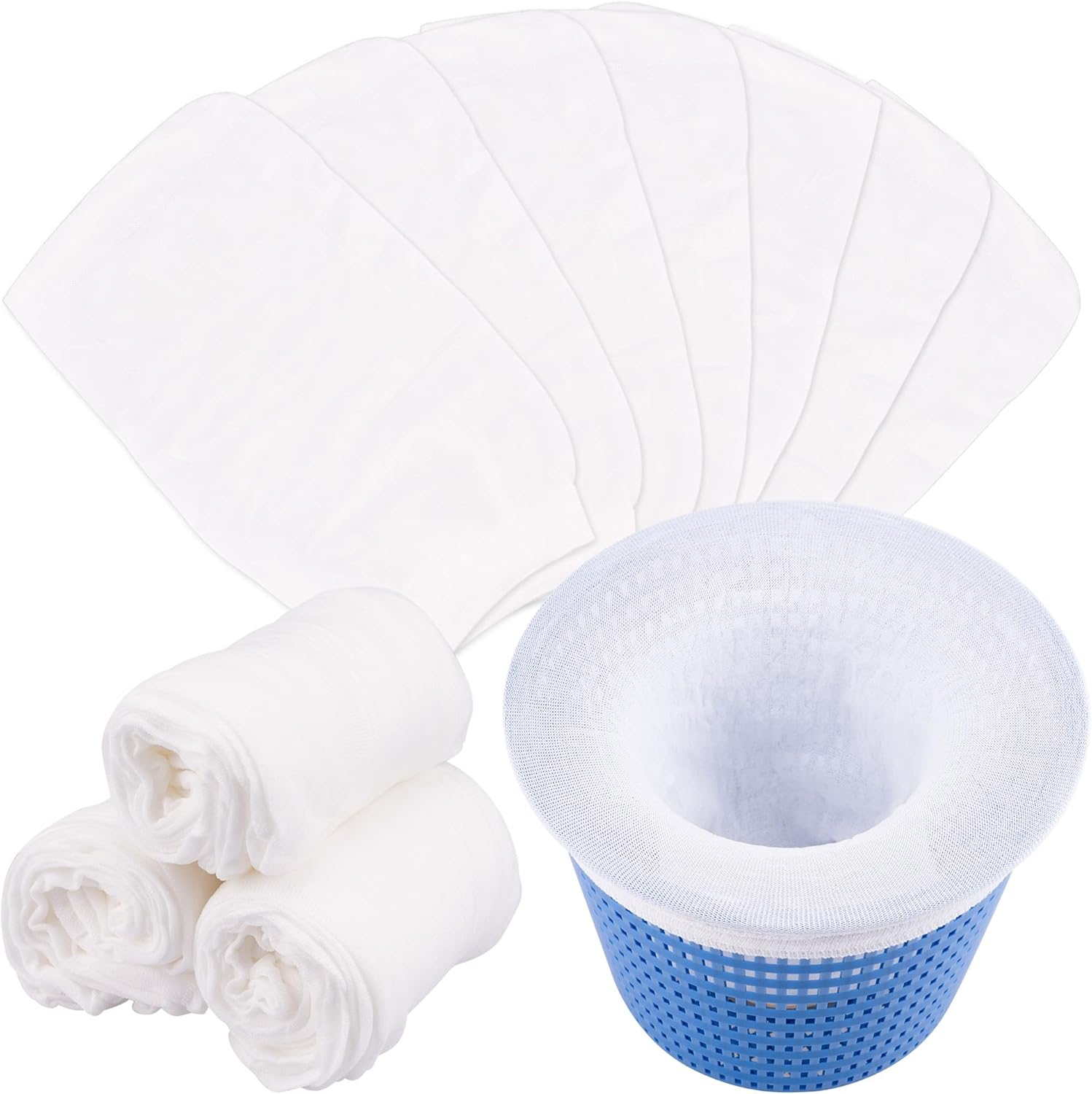 Skimmer Socks, 30 Pack Pool Socks for Skimmer Basket to Filter Debris and Leaves, Pool Skimmer Socks Clean for Inground and above Ground image number 5