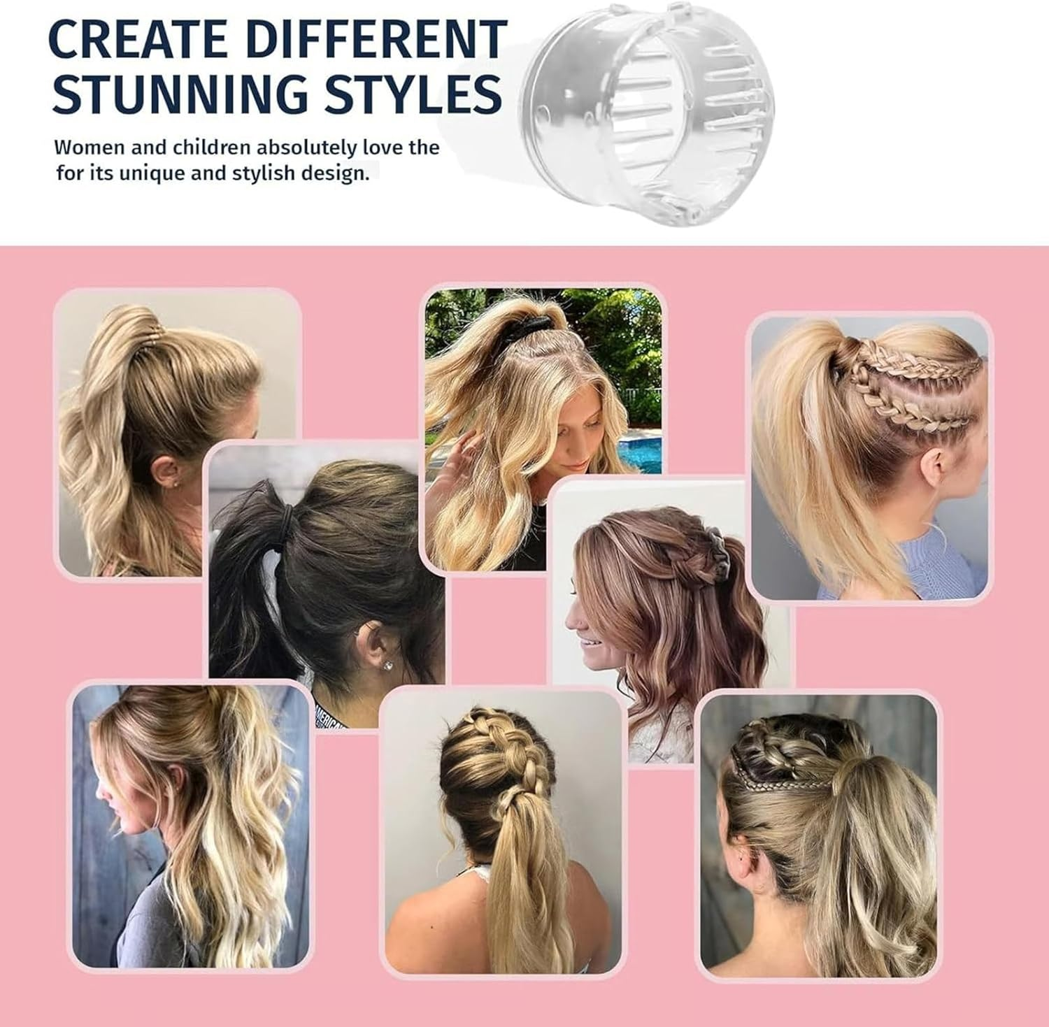 Pony Poppers Clip, 2PCS High Ponytail Clips, Small Pony Poppers Hair Claw Clips Strong Hold, Clear P-Lastic Ponytail Buckle Holder Decorative Clip, for Women & Girls image number 5