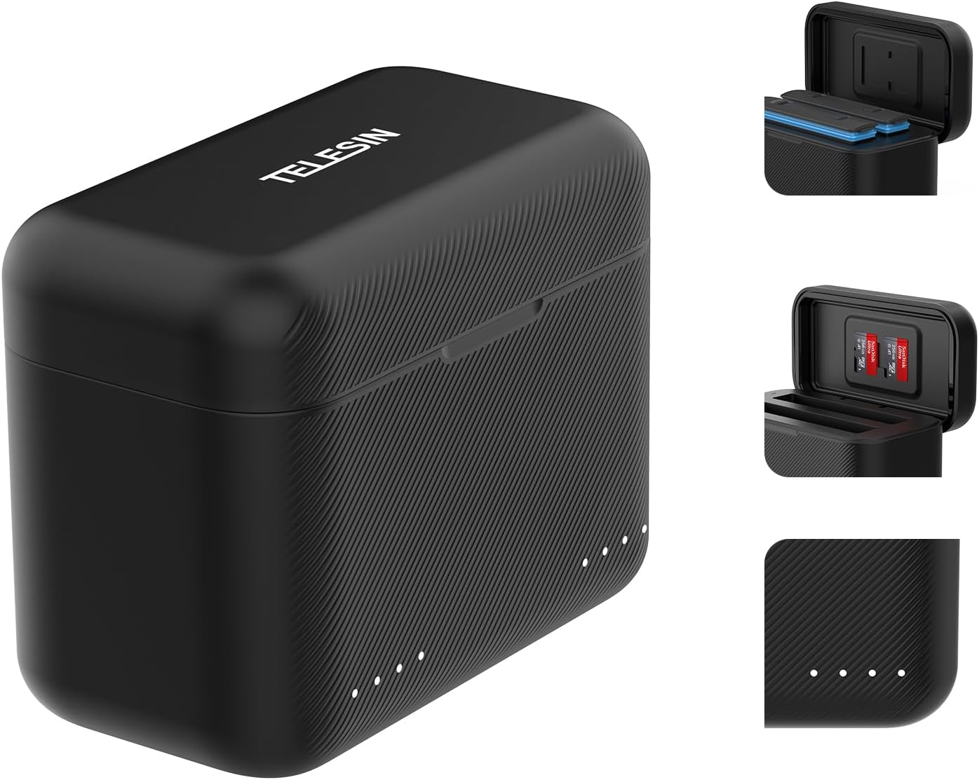 TELESIN Battery Charger for Insta360 X3 with Micro SD Card Slots and USB Type C Cable, 2-Channel Quick Battery Charging Storage Station, Fast Charge up to 100% in 65 Minutes Compatible with PD3.0 image number 1