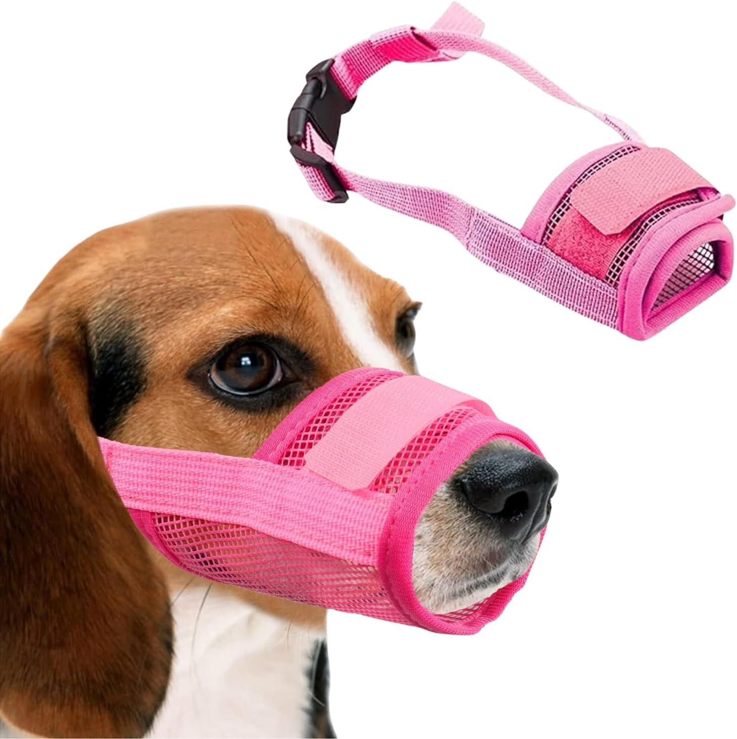 EZONEDEAL Pet Dog Muzzle, Soft Mesh, anti Biting Barking & Chewing, Adjustable, Pink, Medium