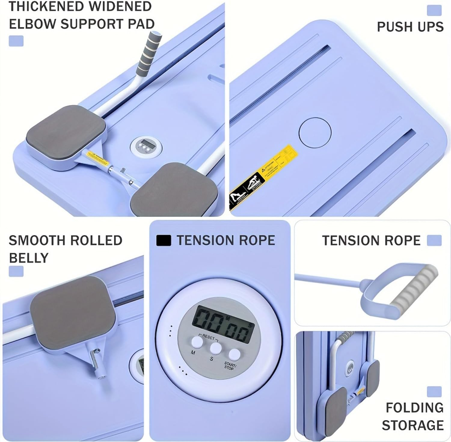 Pilates Fitness Board, Pilates Reformer, 5 in 1 Multi-Functional Fitness Board, Suitable for Core Training, Fat Burning, Pilates, with Automatic Rebound Design, Simple Operation, Easy Storage, Suitable for Home Gym Exercise - Pink image number 4