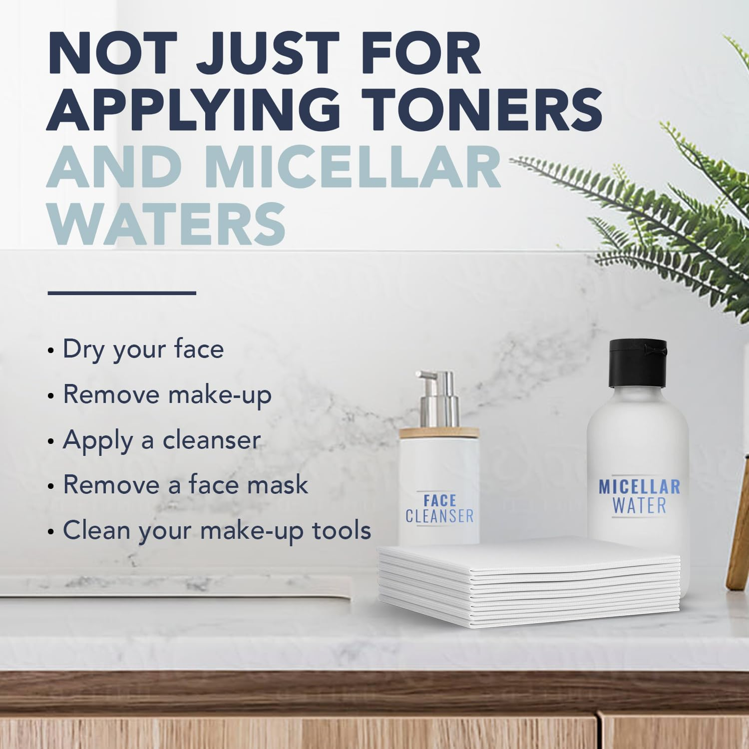 Dermacotton X-Large 100% Pure Cotton Face Towels &ndash; 50 Count Extra Large Disposable Wash Cloths for Face Washing, Makeup Removal & Acne Care | Ultra Soft, Hypoallergenic & Fragrance-Free image number 3