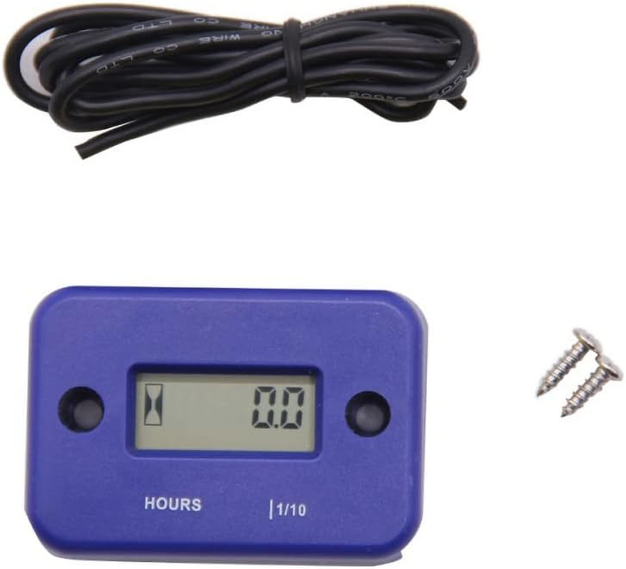 Digital Hour Meter, Waterproof LCD Display Engine Inductive Gauge Timer for Motorcycle, Snowmobile and Mower (Blue) image number 3