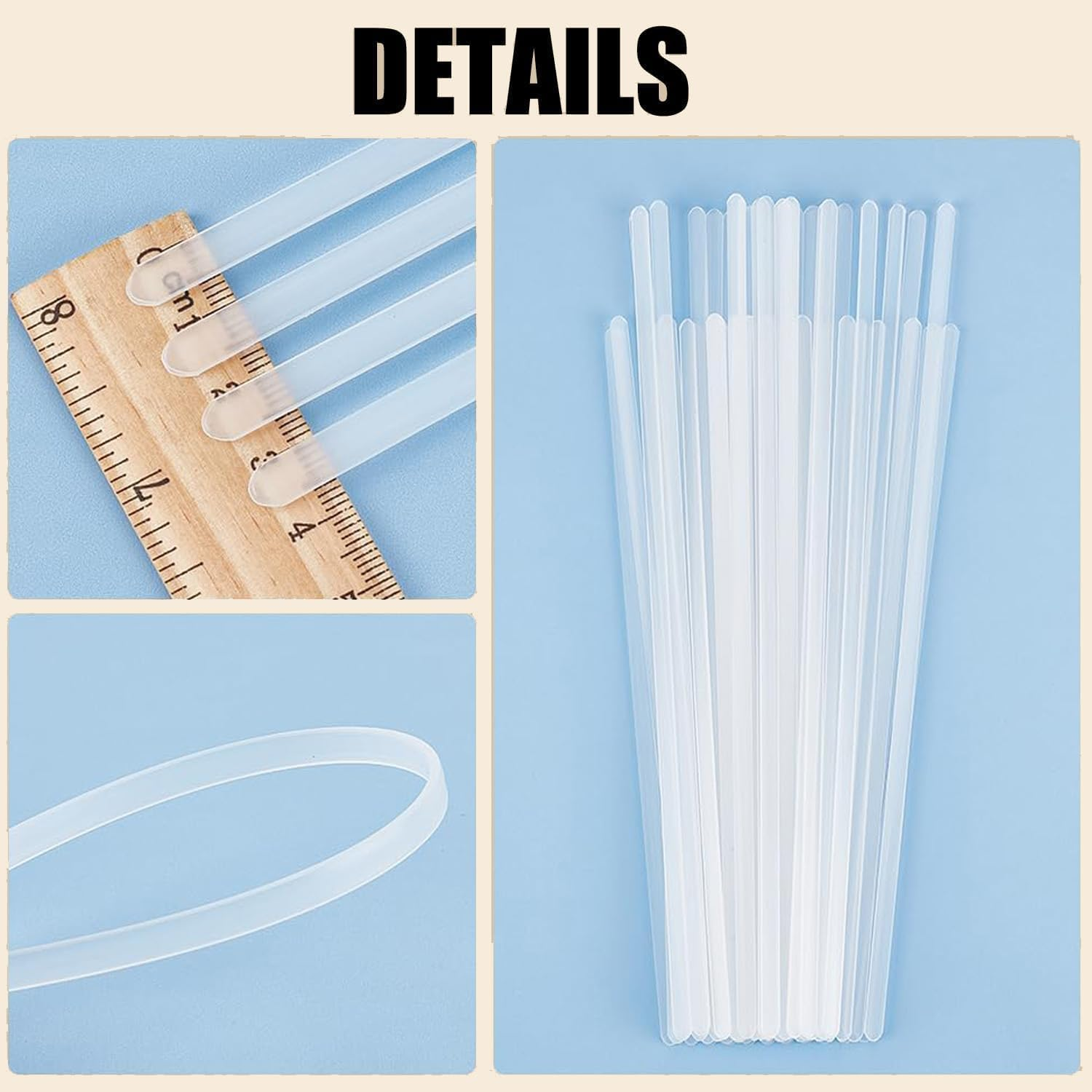 60Pcs Transparent Plastic Boning for Corset, Costume, Bra Underwires and Wedding Dress DIY image number 1
