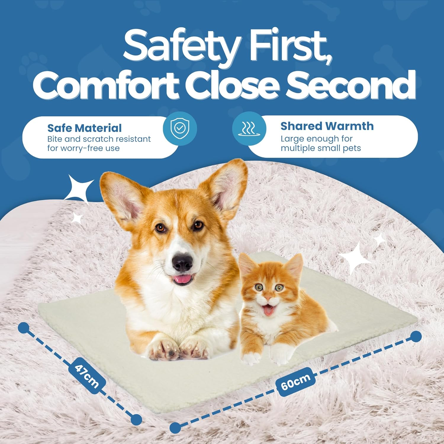 Fur & Bone Heated Cat Bed, Self Heating Cat Mat | Cat Heat Pad, Pet Mat, Heat Pad, Cat Mat with Removable Cover, Self-Warming Thermal Pad | Heated Blanket, Cat Blankets for Indoor Cats, Pet Blanket image number 4