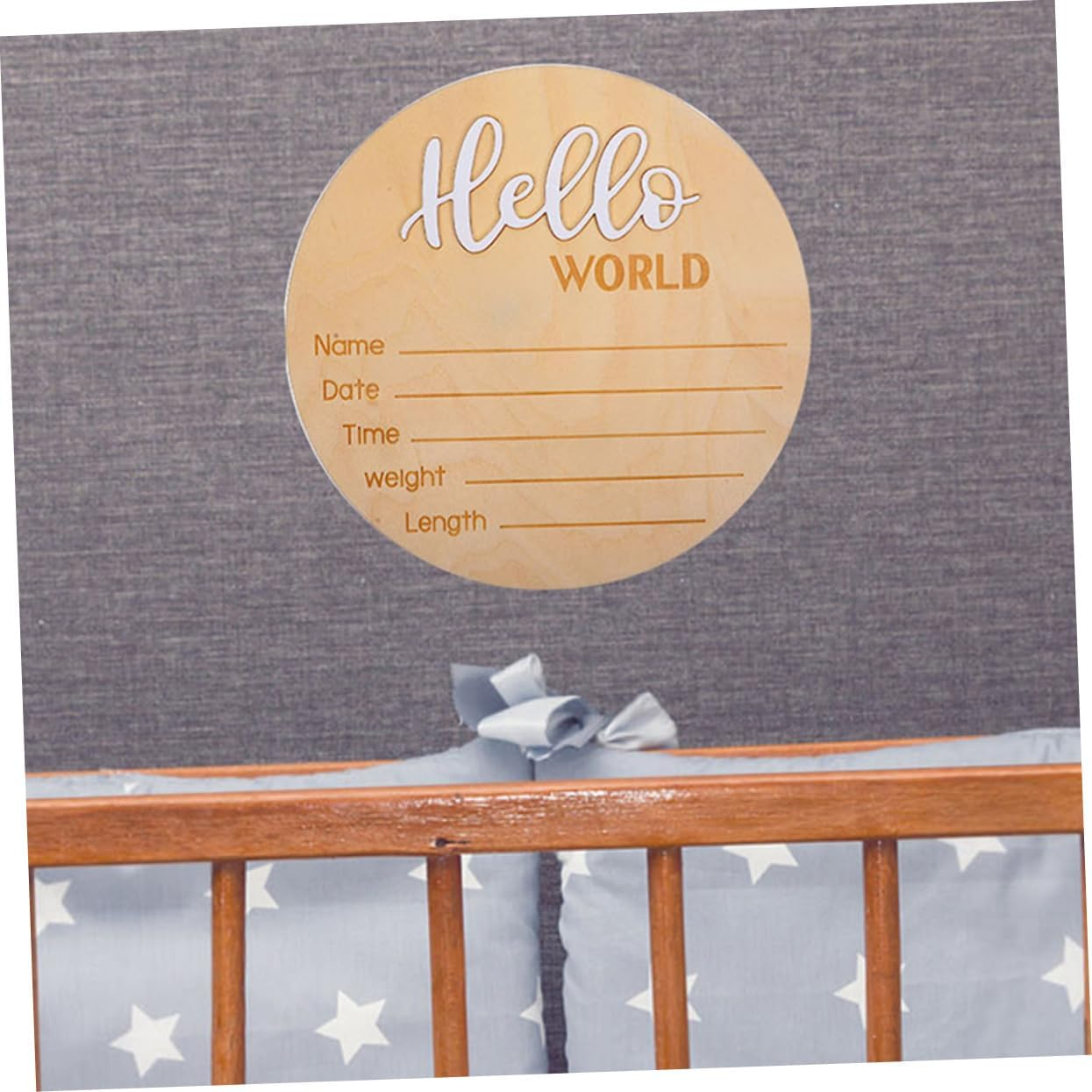 2 Pcs Wooden Birth Announcement Sign Newborn Name Plate for Hospital Photos Name Plaque for Announcement and Photography Prop
