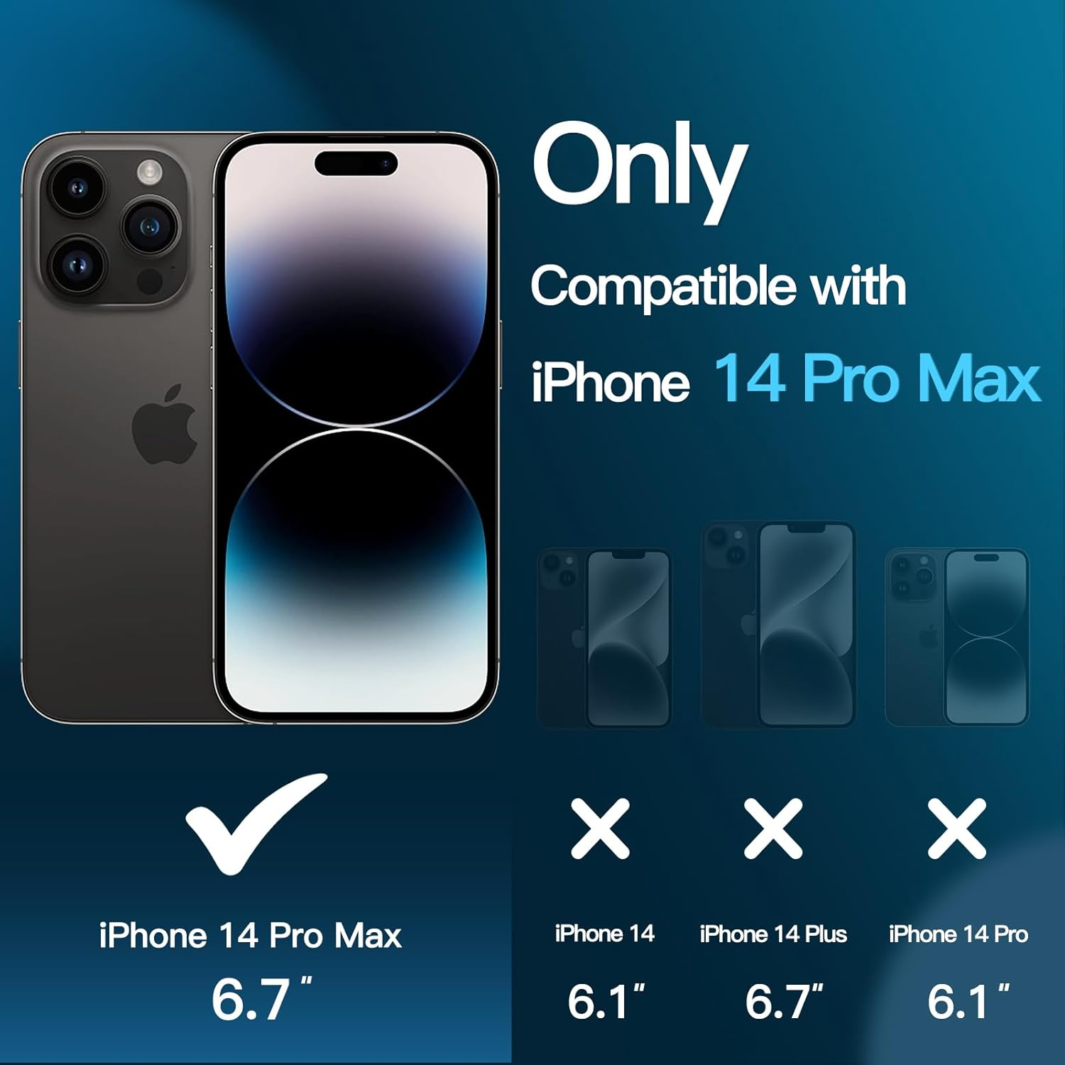 Jetech 3 in 1 Magnetic Case for Iphone 14 Pro Max 6.7-Inch with 2 Pack Tempered Glass Screen Protectors, Compatible with Magsafe, Translucent Matte Back Shockproof Phone Cover (Black) - Deep Purple image number 7