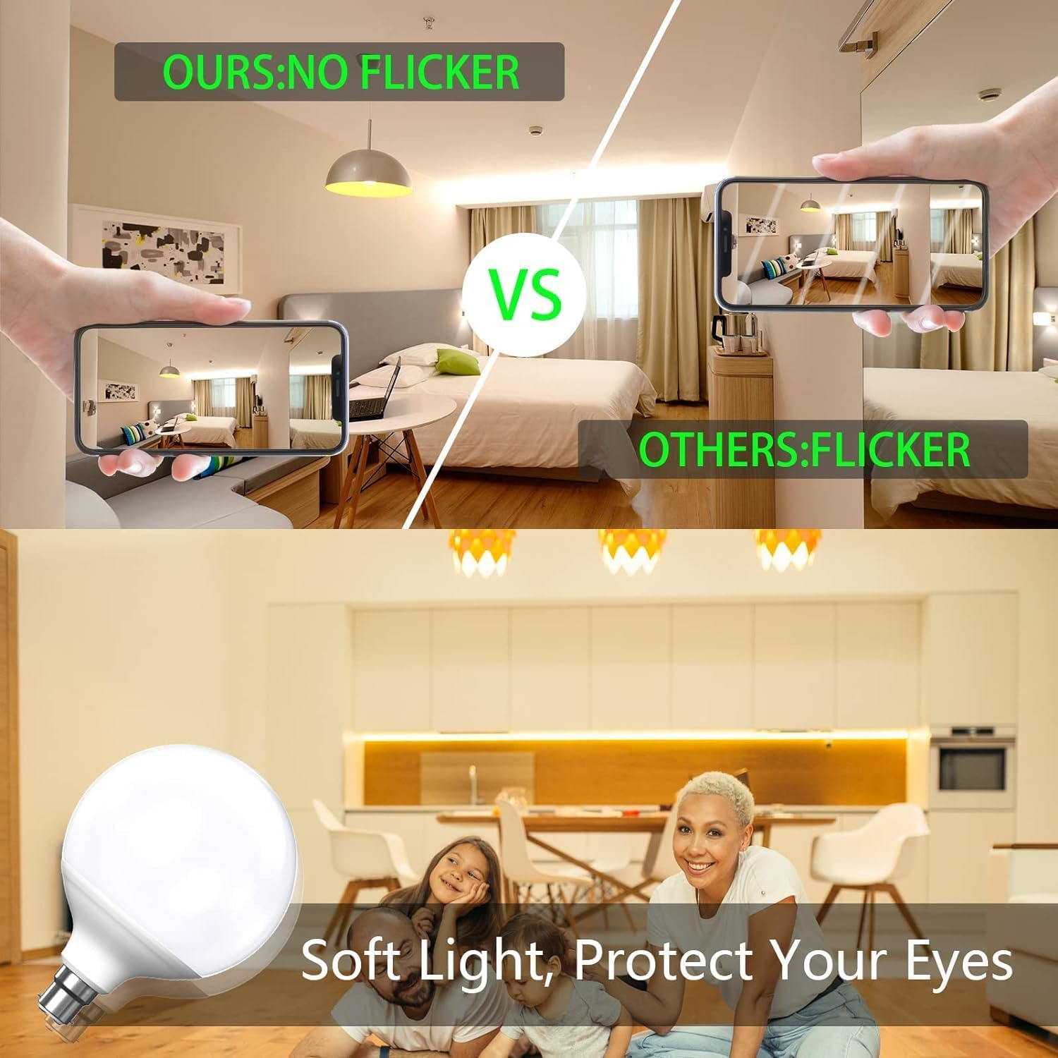 Bonlux 20W B22 LED Bayonet Light Bulb, G120 Globe LED Light Bulb, Equivalent of 200W Halogen Bulb, Energy Efficient, Long Lifespan, AC220-240V Warm White 3000K (Non-Dimmable, Pack of 1) image number 1