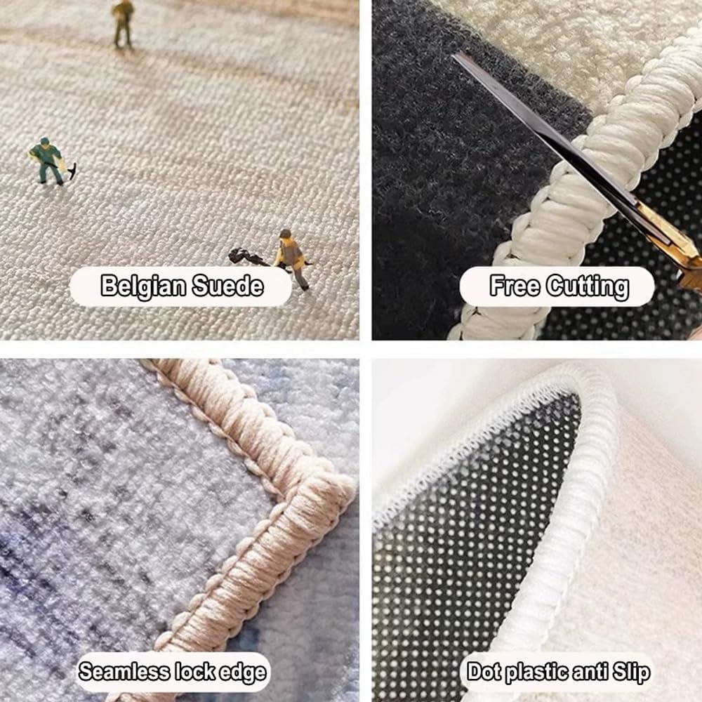 Hardwood Floor Chair Mat - Non-Slip Heavy-Duty Rolling Chair Pad for Home Office - Multi-Purpose Floor Protector Rug for Desks & Heavy Furniture【90X140Cm】 - Beige Stripe image number 2