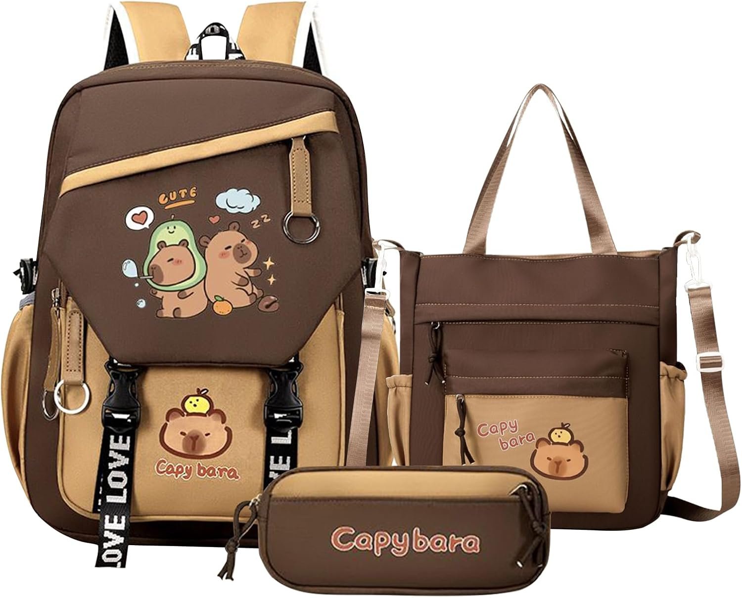 Capybara Backpack for Girls | Cartoon Capybara Backpack for School,Cartoon Stationery Waterproof Bookbag for Travel Daily Toddler Kids Students Birthday Holiday Graduation Christmas