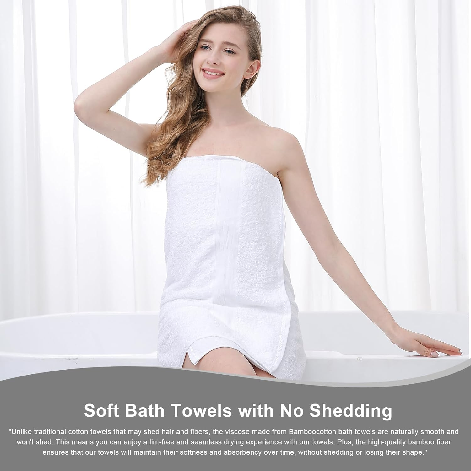 Aibaser Bath Towels, 27X54Inch - Natural, Ultra Absorbent Towels for Bathroom, Travel, Gym, Shower and Spa (6 Piece Set) (White, Bath Towels) image number 7