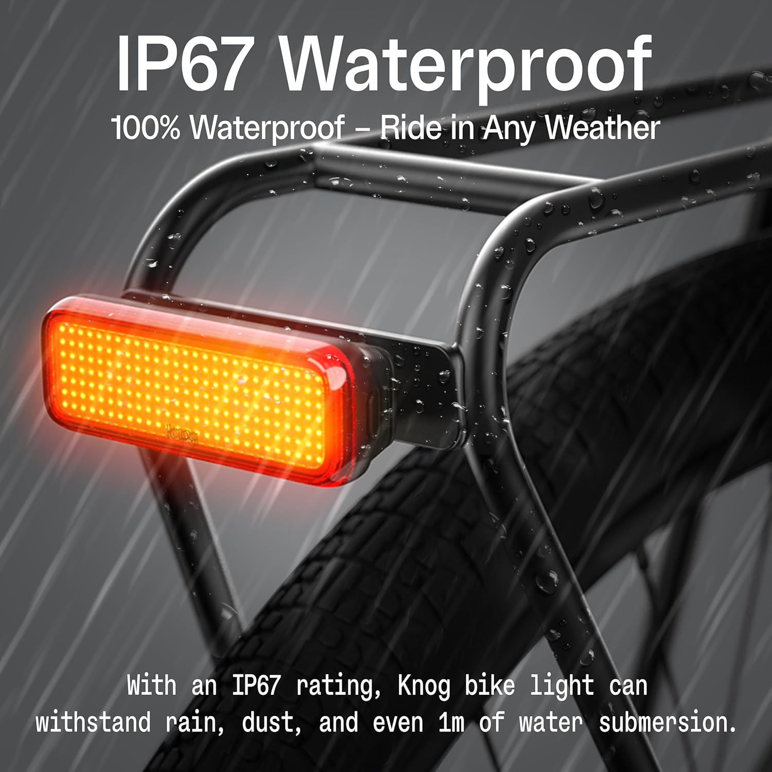 KNOG Blinder Link Rear Bike Tail Light - 100 Lumen Rack Mount Rear Bike Light, 50 Hour Runtime, Low Battery Indicator, Fits 50-80Mm Racks - Powerful Bike Light No-Size Black image number 3