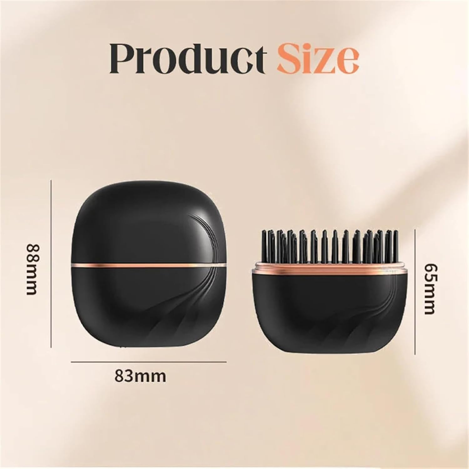 Glambrush Mini Cordless Hair Straightener Comb, 2-In-1 Portable Design with 3-Speed Temperature Control, Anti-Scald Shell (Black)