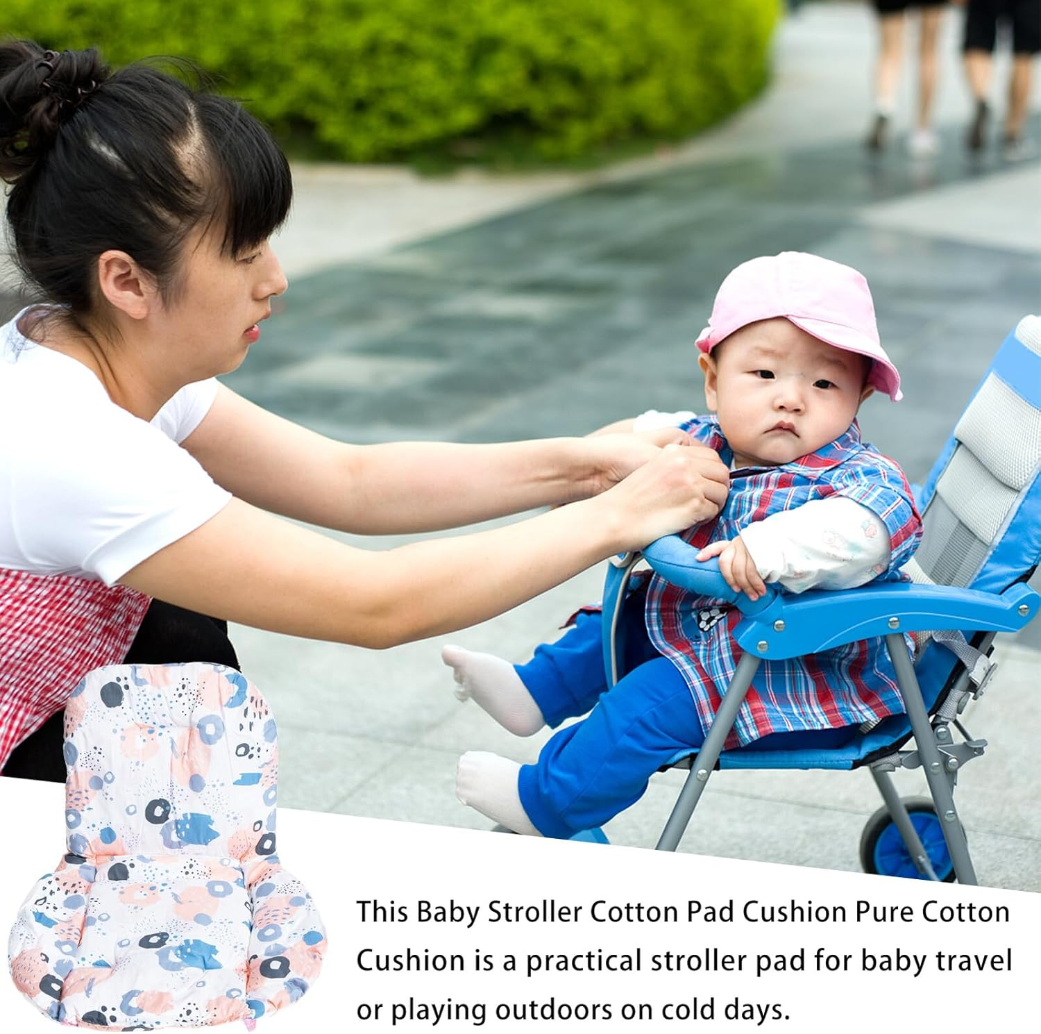 FRCOLOR Colorful Cart Seat Cushion Soft Insert Pram Liner Cushion Warm Winter Dining Chair Pad for Boys Stroller and Feeding Seat image number 3