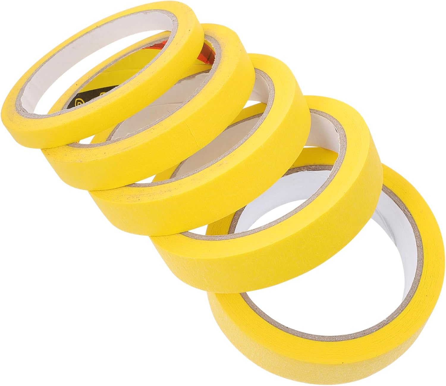 5Rolls Car Tape Masking Tape for Painting Yellow Paper Easy Peel Adhesive Masking image number 6