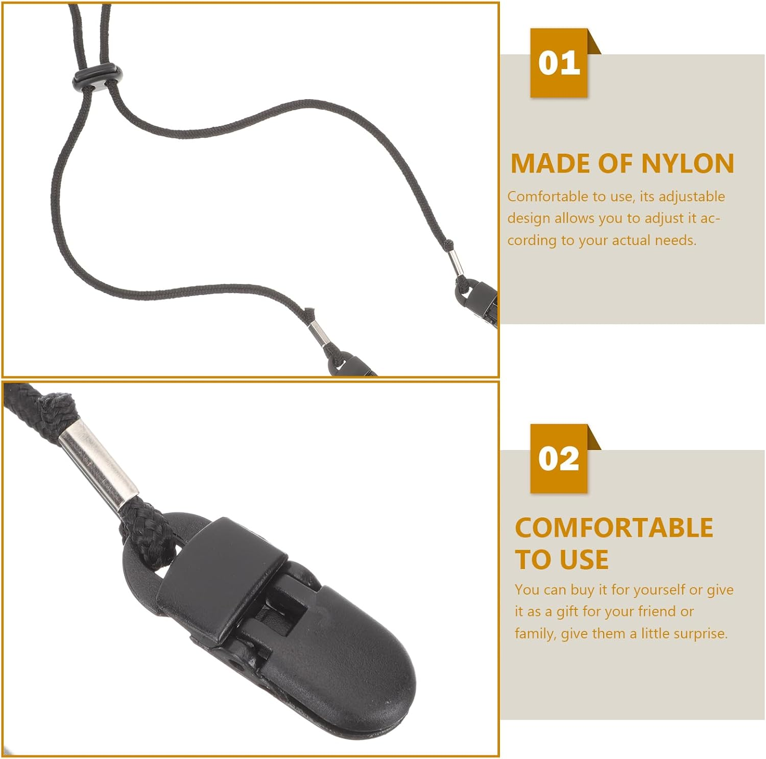 ULTECHNOVO Adjustable Hat Strap Hat Chin Cord Black Windproof Strap Clips Removable Retainers Anti- Lost Straps with Spring Loaded Stop Cord Lock (2Pcs) image number 1